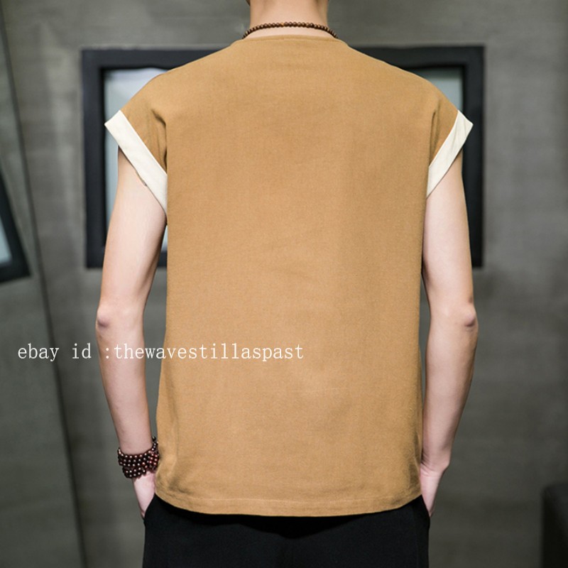Men Cotton Linen Waistcoat Vest Sleeveless Tang Suit Jacket Kung Fu Tai Chi Vest