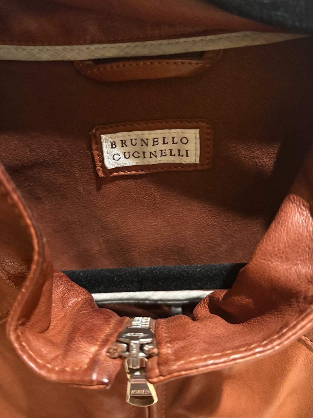 Brunello Cucinelli AUTHENTIC Collector’s Brown Leather Jacket