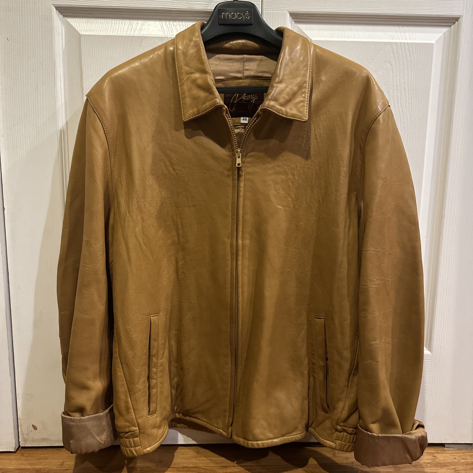 Remy Brown Leather Jacket Vintage, Made in USA, Size 44