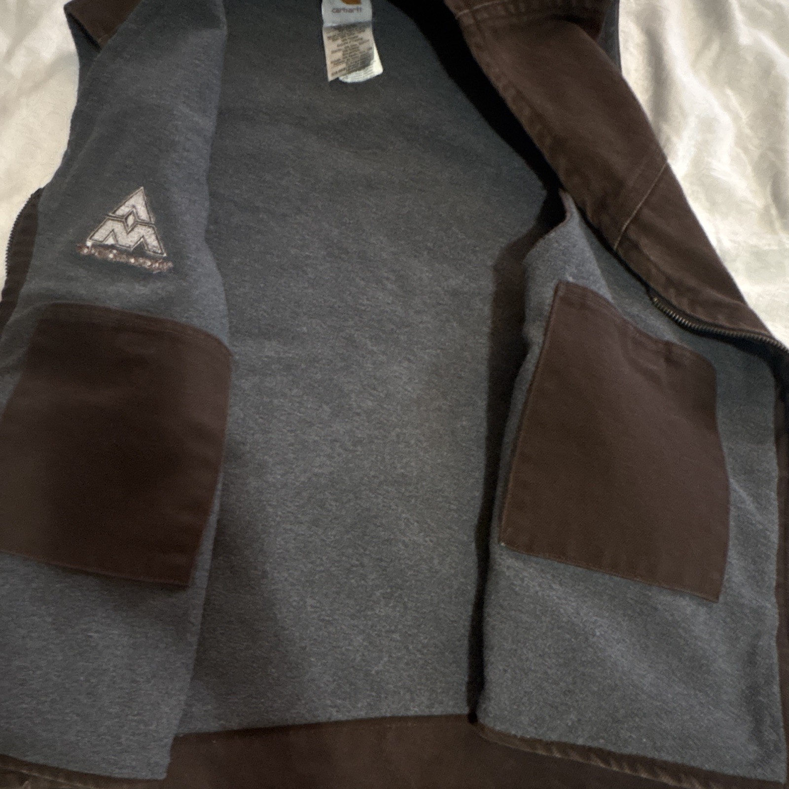 Carhartt Men’s Brown Arctic Lined Full Zip Work Vest Pockets L Regular