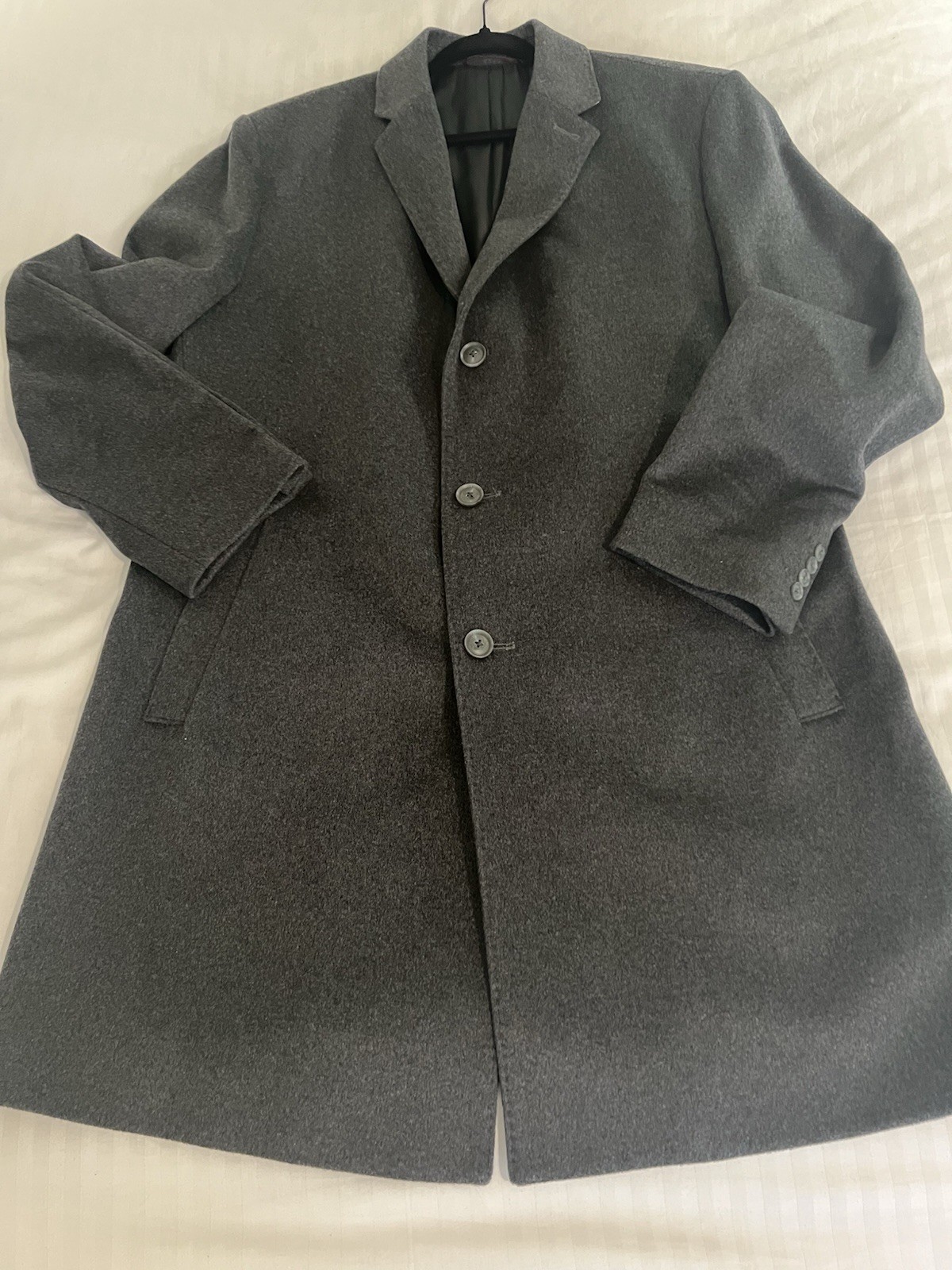 Pronto Uomo Long Overcoat Men’s 46R Grey Wool Single Breasted