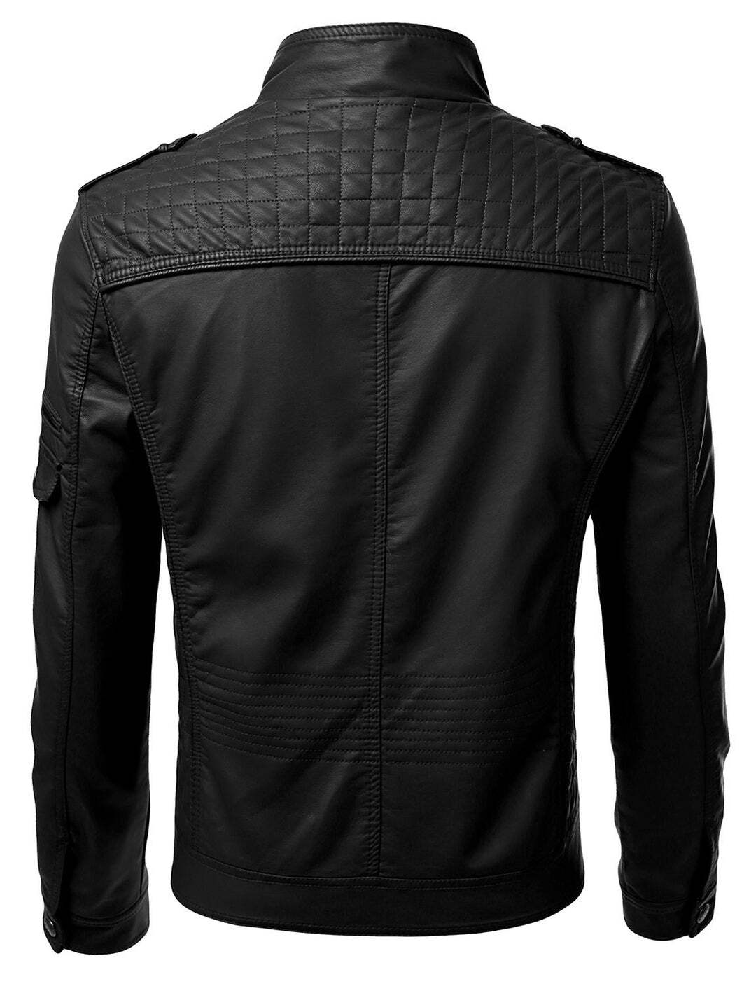 MENS REAL SHEEPSKIN BLACK LEATHER JACKET RETRO SLIM FIT BIKER JACKET