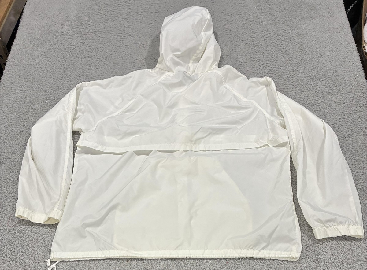 Woolrich Jacket Mens Large White Anorak Hooded 1/4 Zip Pullover Lightweight