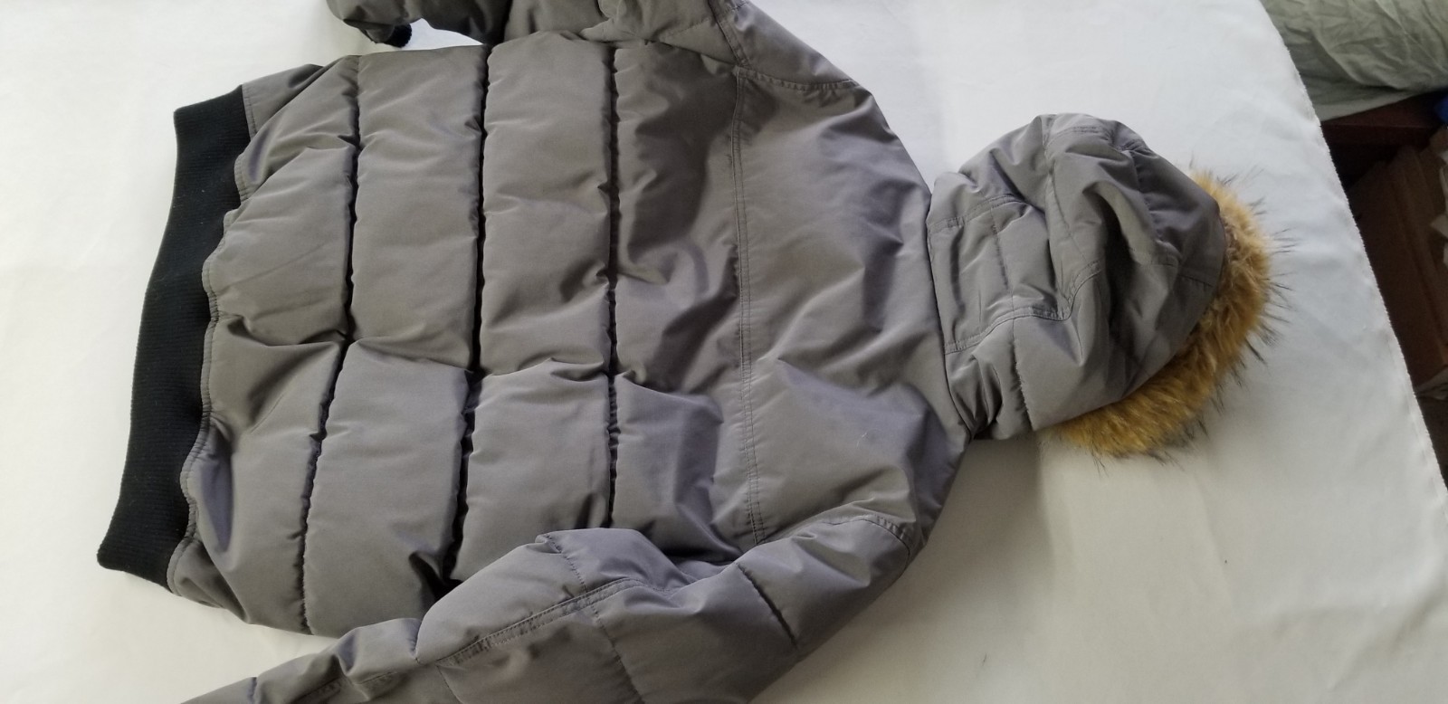 LEVI STRAUSS Men Thermal Lined Fur Hood Button & Zip Winter Jacket – Large Gray