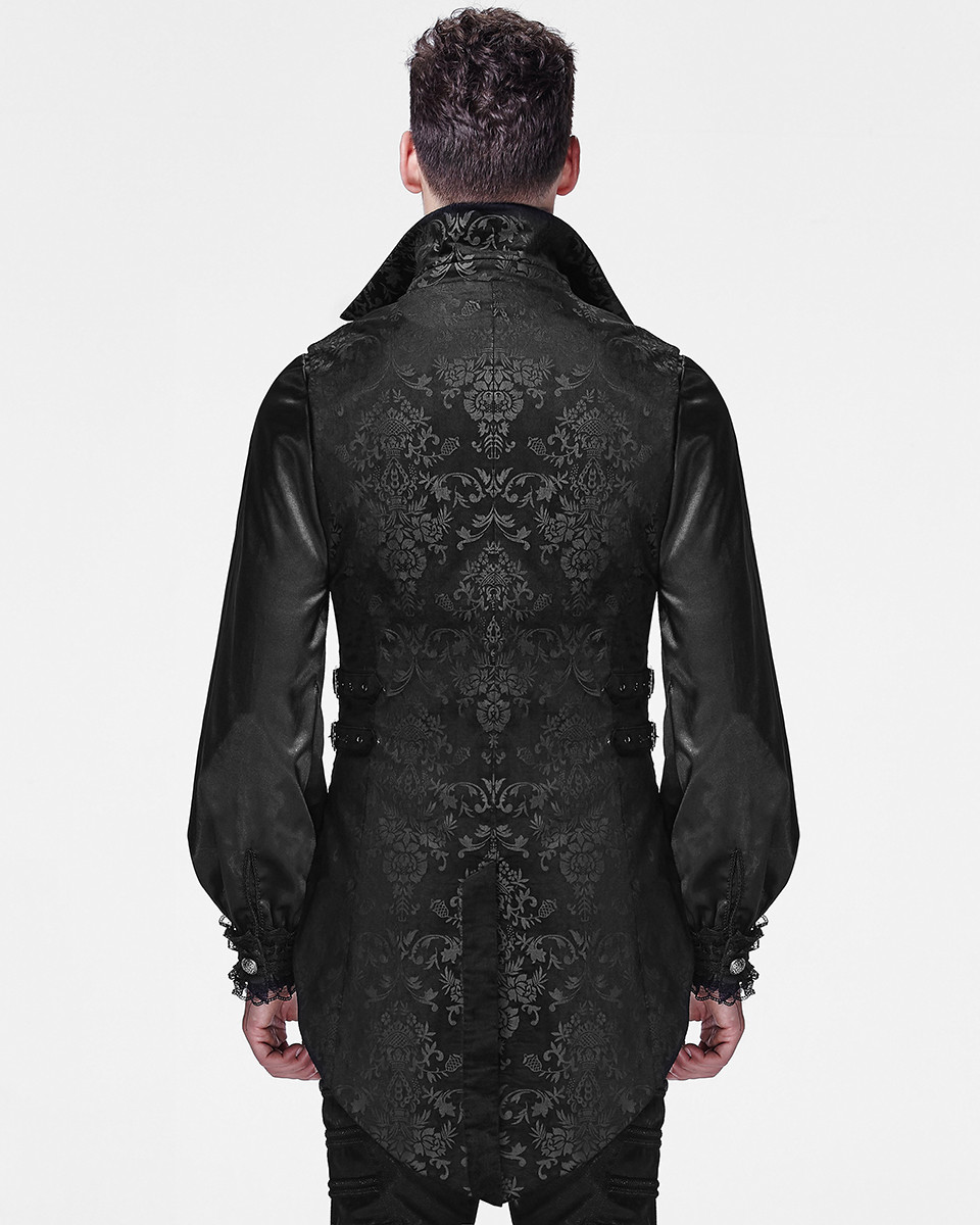 PUNKRAVE BLACK GOTH DARK PRINTING TAILCOAT VAMPIRE VINTAGE WAISTCOAT VEST Y-596