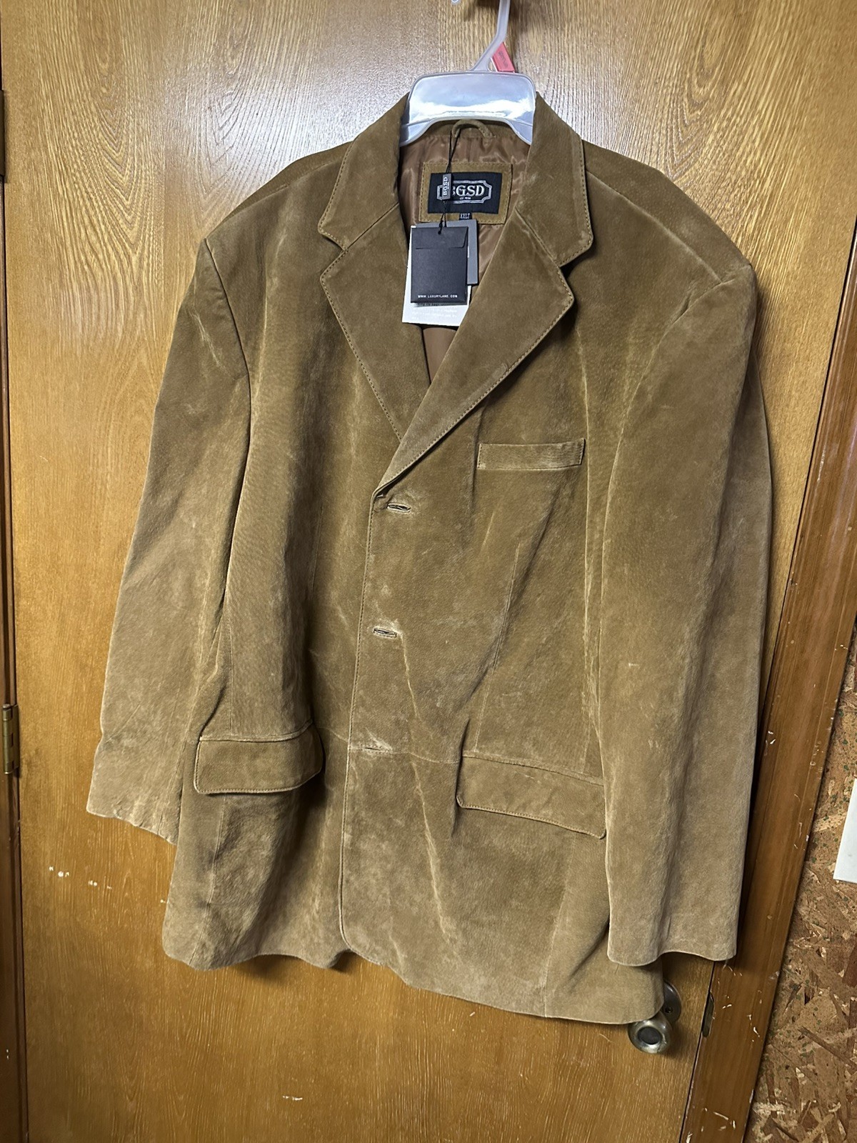 BGSD Robert Suede Leather Jacket Blazer Mens XXLT Brown 3 Button Lined Coat
