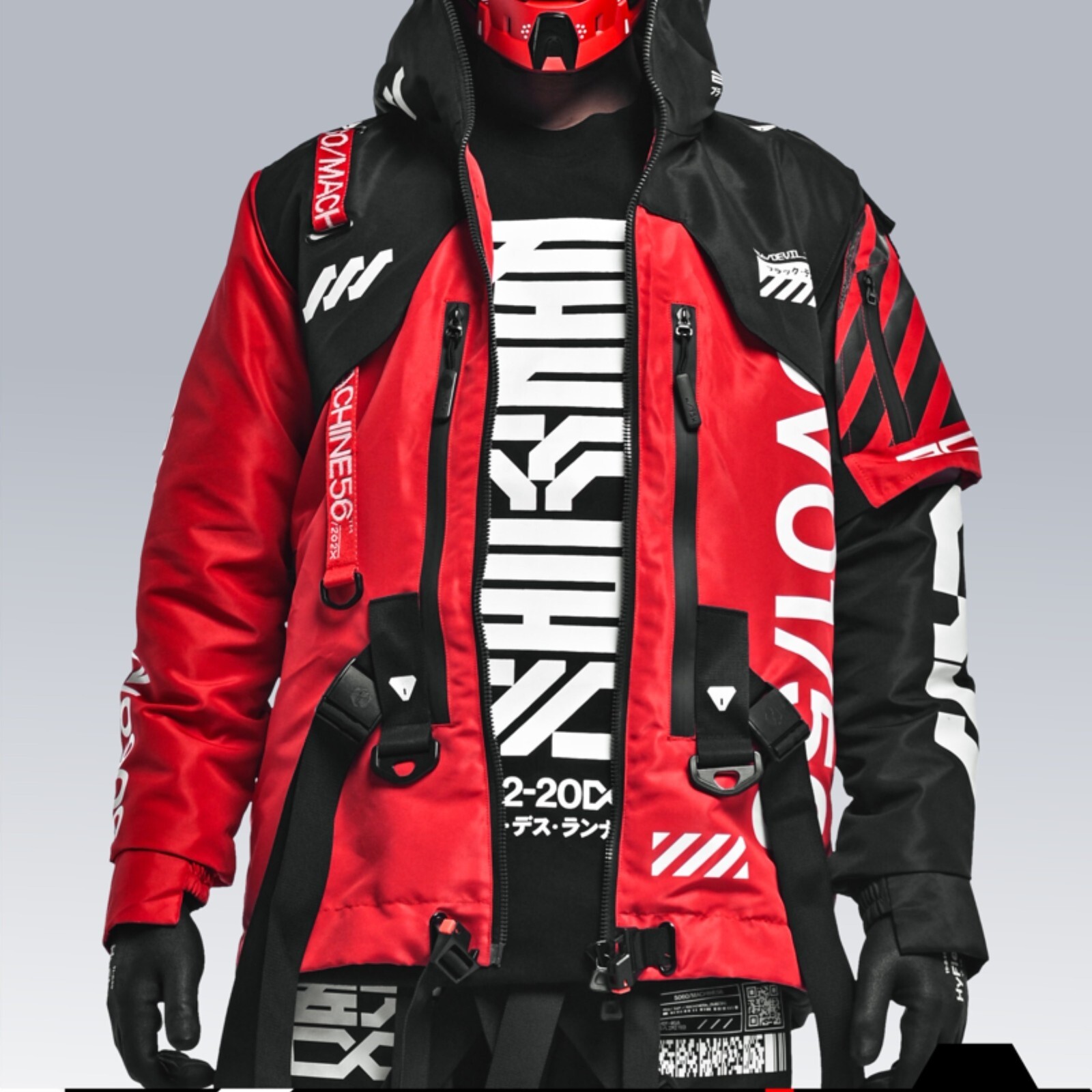 Men’s Red Light Weight Jacket Hoodie Full Zip Machine56 FL_V1A-2[DT.VER]