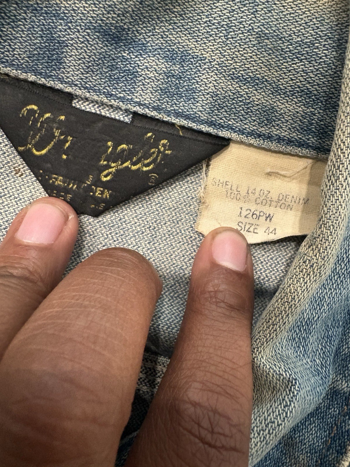 Vintage Wrangler Trucker Jacket Mens L Blue 80s Denim Coat Yes Band USA MADE Dmg