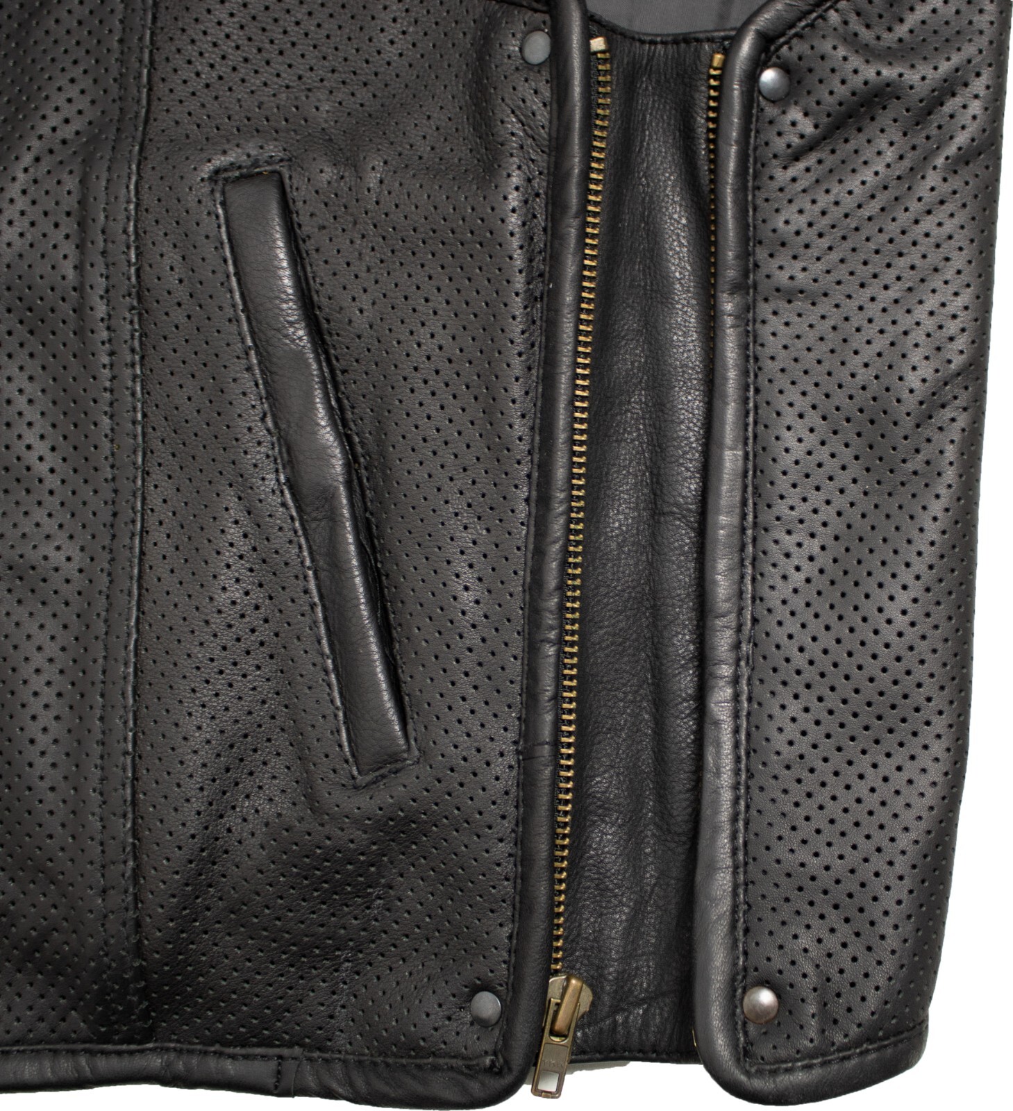 Lederweste biker kutte perforiertes Leder schwarz Stepp Muster Lederkutte Biker