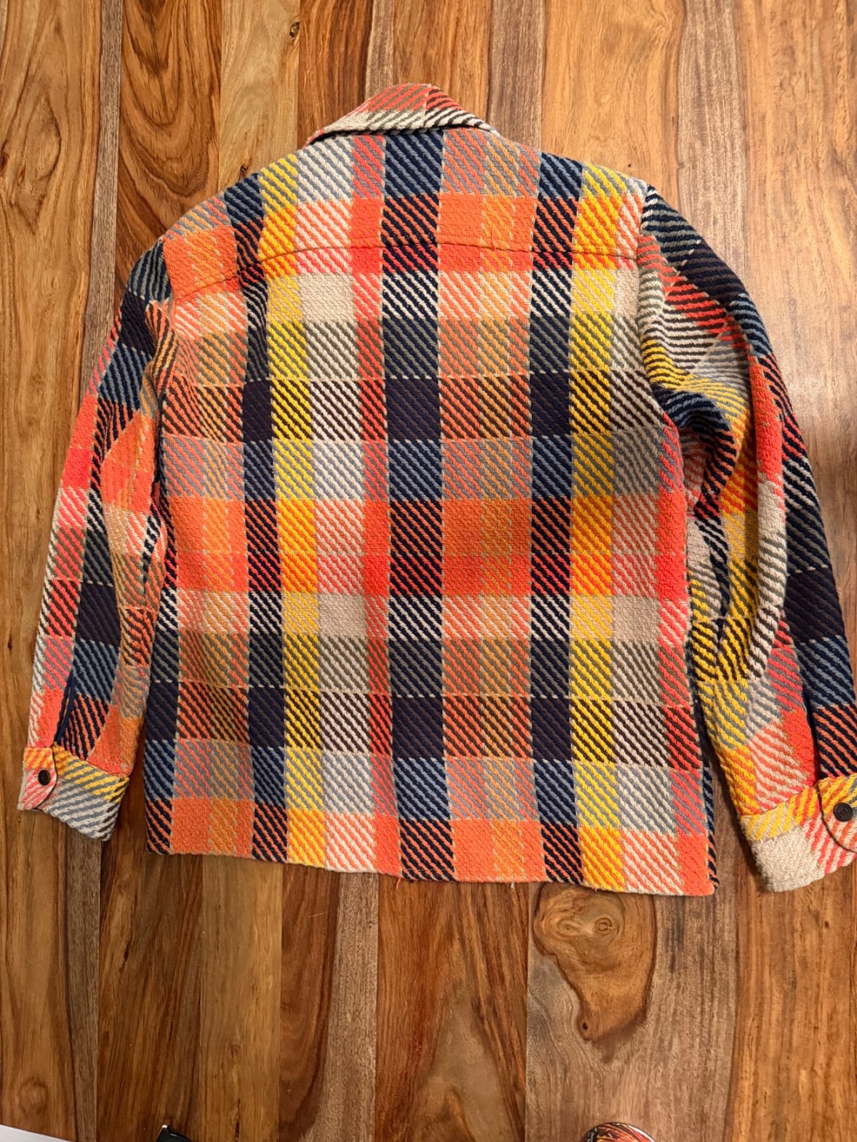 Wax London: Whiting – Orange Pike Check Overshirt (Large)