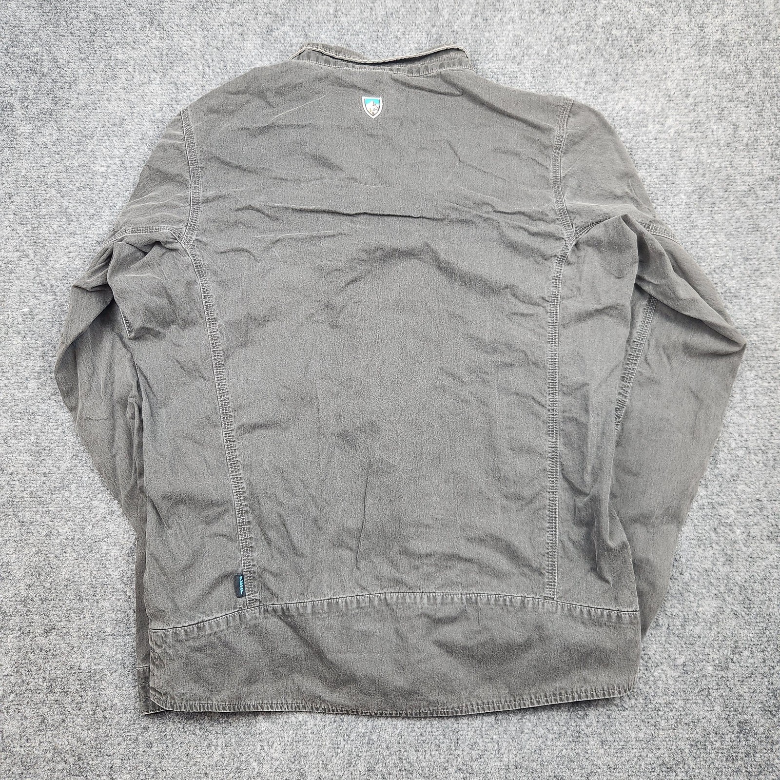 Kuhl Burr Jacket Mens Small Gray Canvas Full Zip Stand Collar Windbreaker Hiking