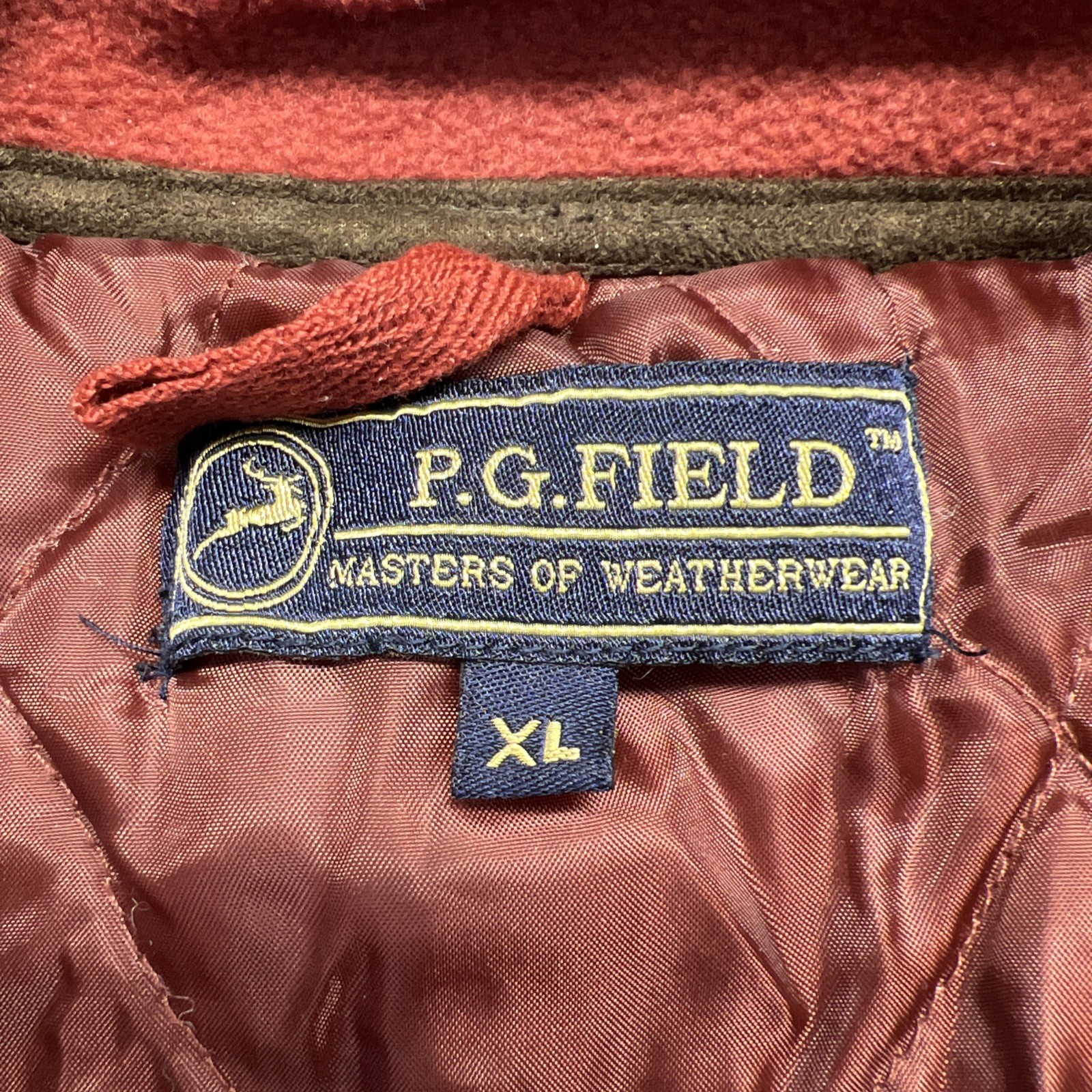 P.G. Field Vest Men XL Rust w/ Brown Trim Front Zip Lined Drawstring Bottom