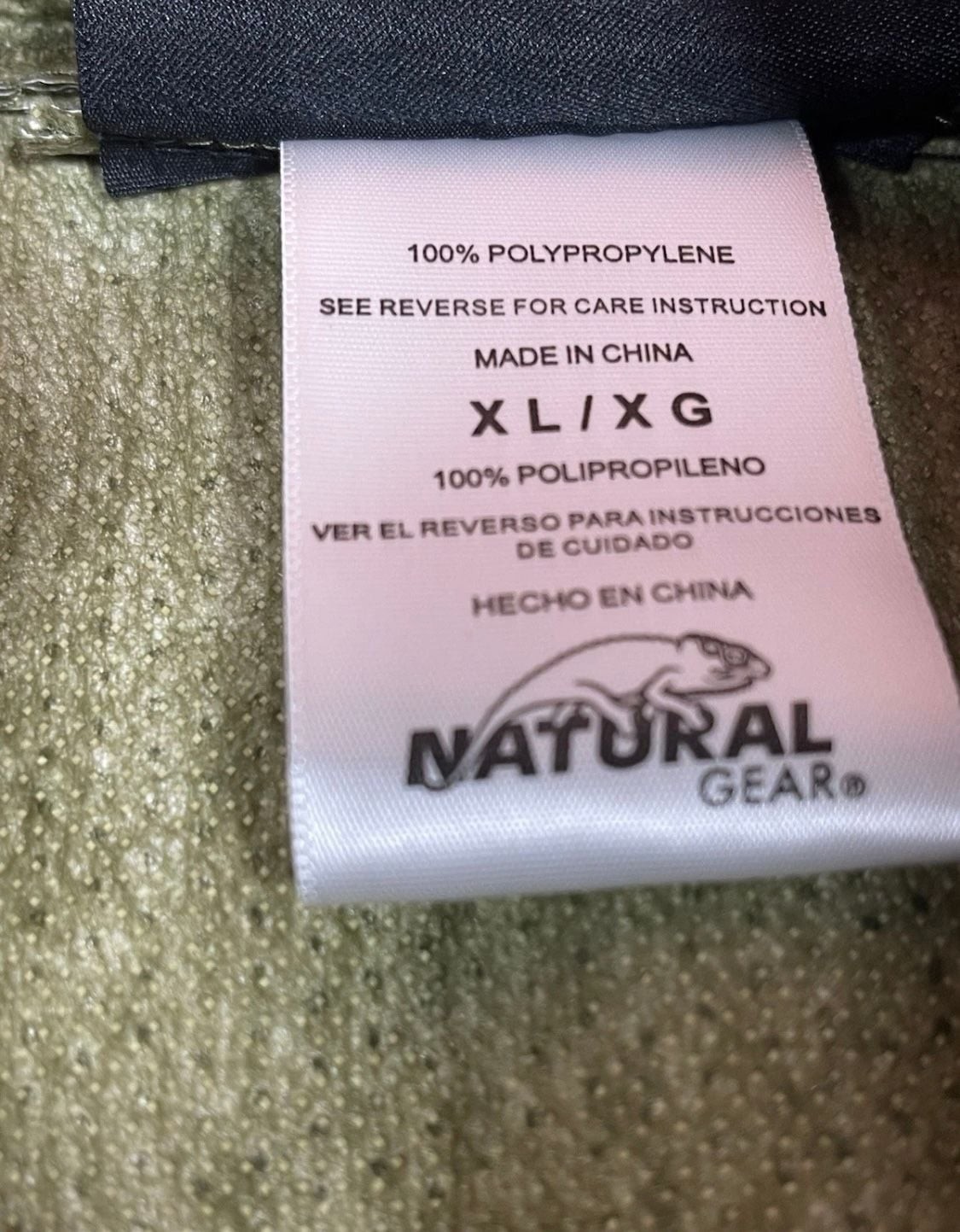 Natural Gear Polypropylene Camo Rain Jacket Size XL