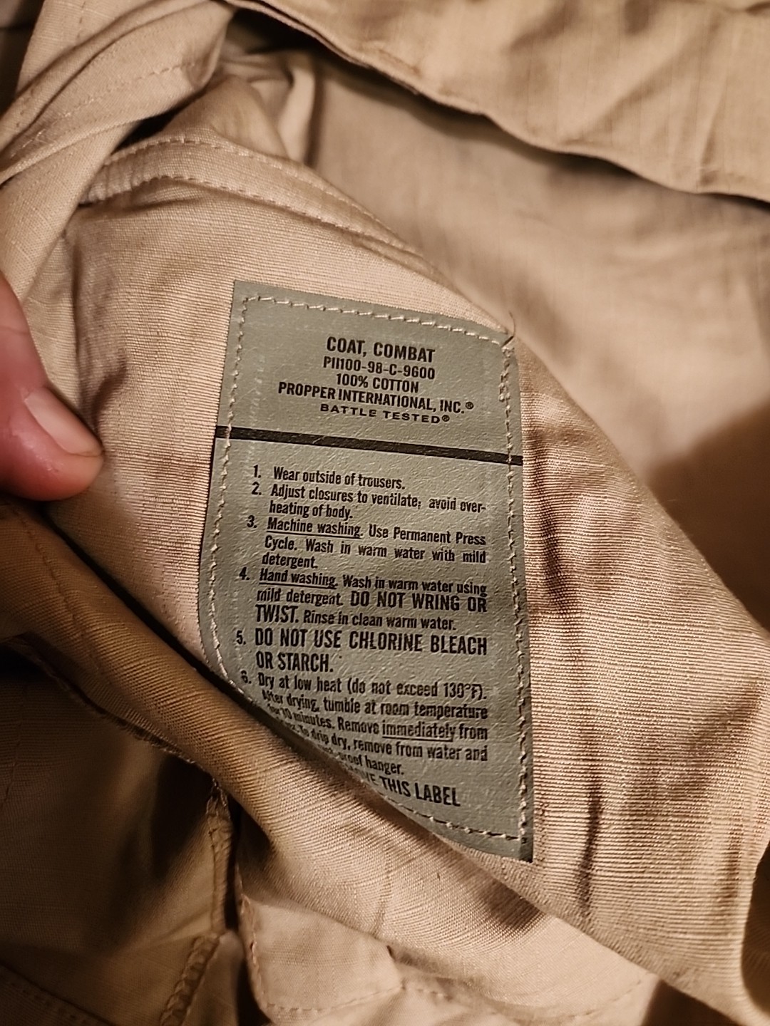 Propper Combat Coat Mens BDU Ripstop Shirt 100% Cotton Khaki Medium Long New