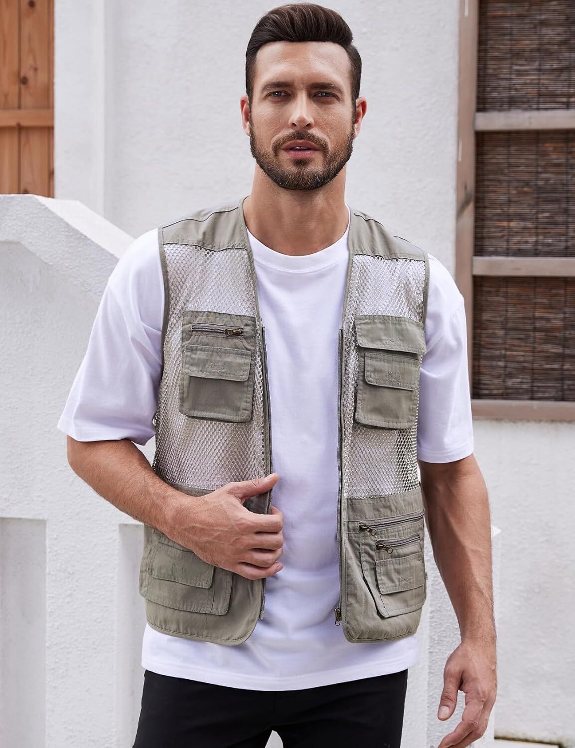 Men’s Utility Vest Fishing Safari Vest Summer Travel Vest with Pockets