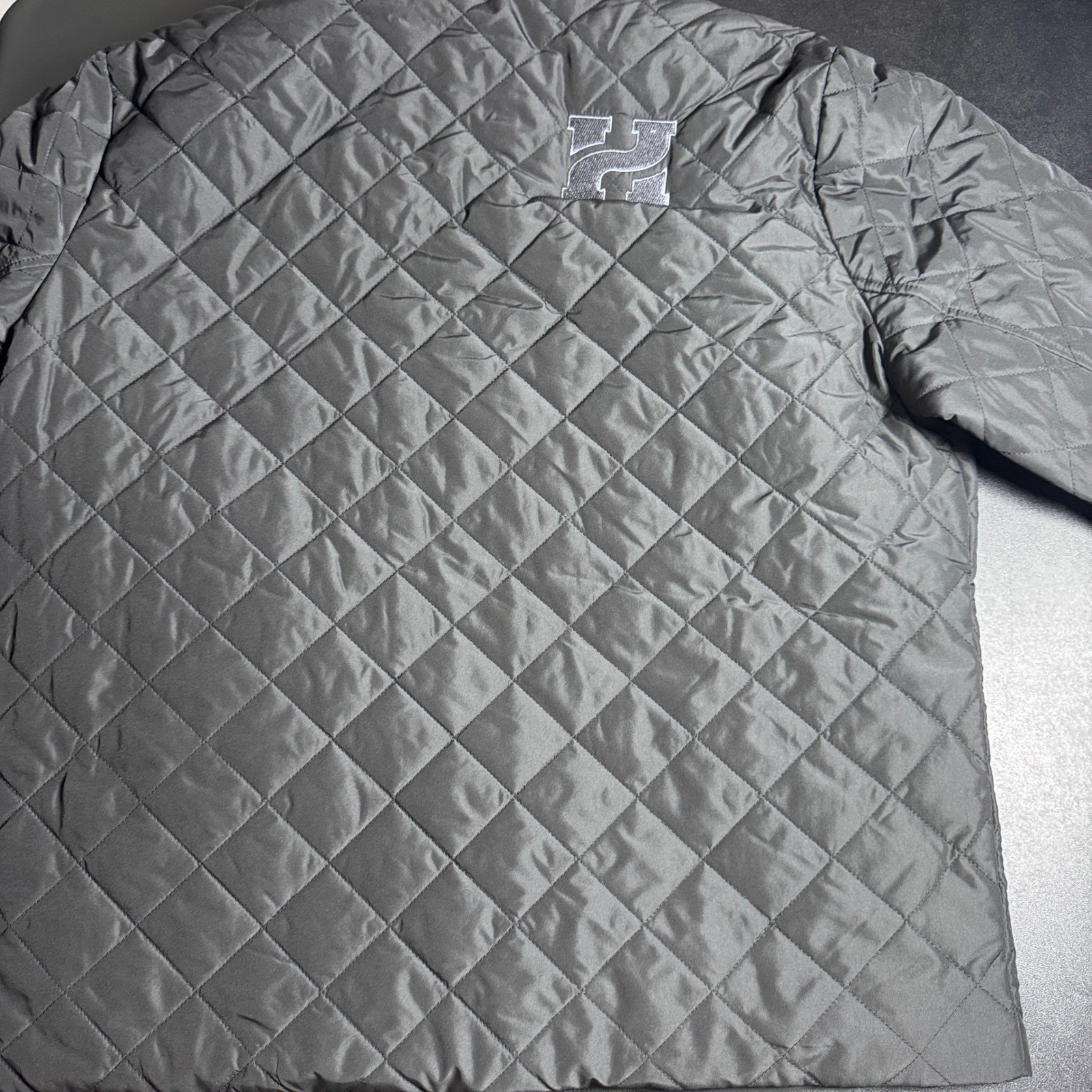 Brooks Brothers Quilted Jacket Mens XL Black Solid Diamond Quilt Full Zip Coat