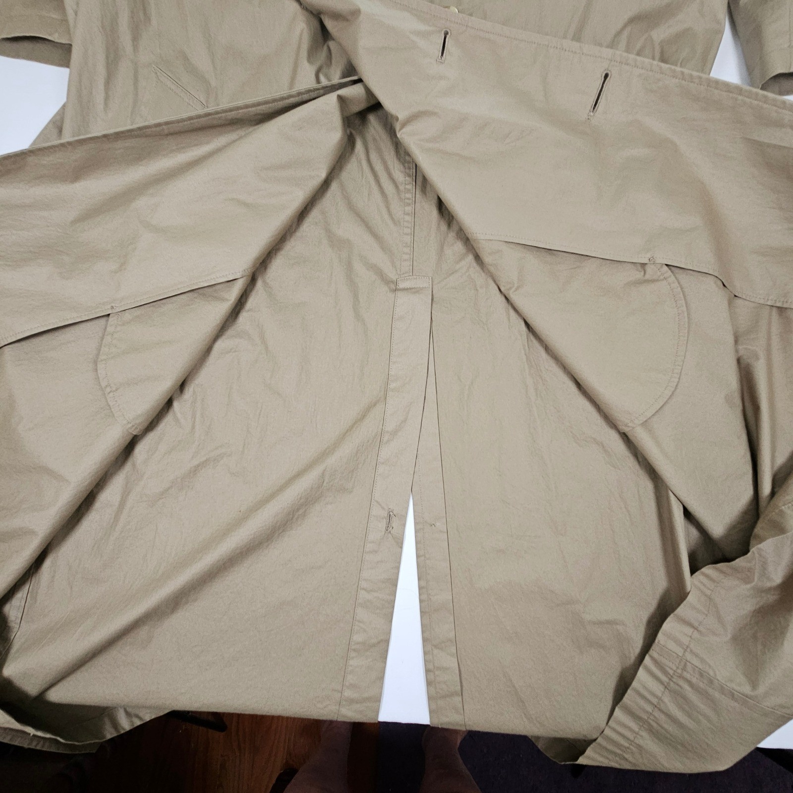Stanley Blacker Mens Khaki Double Breasted Trench Coat Belted Made in USA 42 Lg