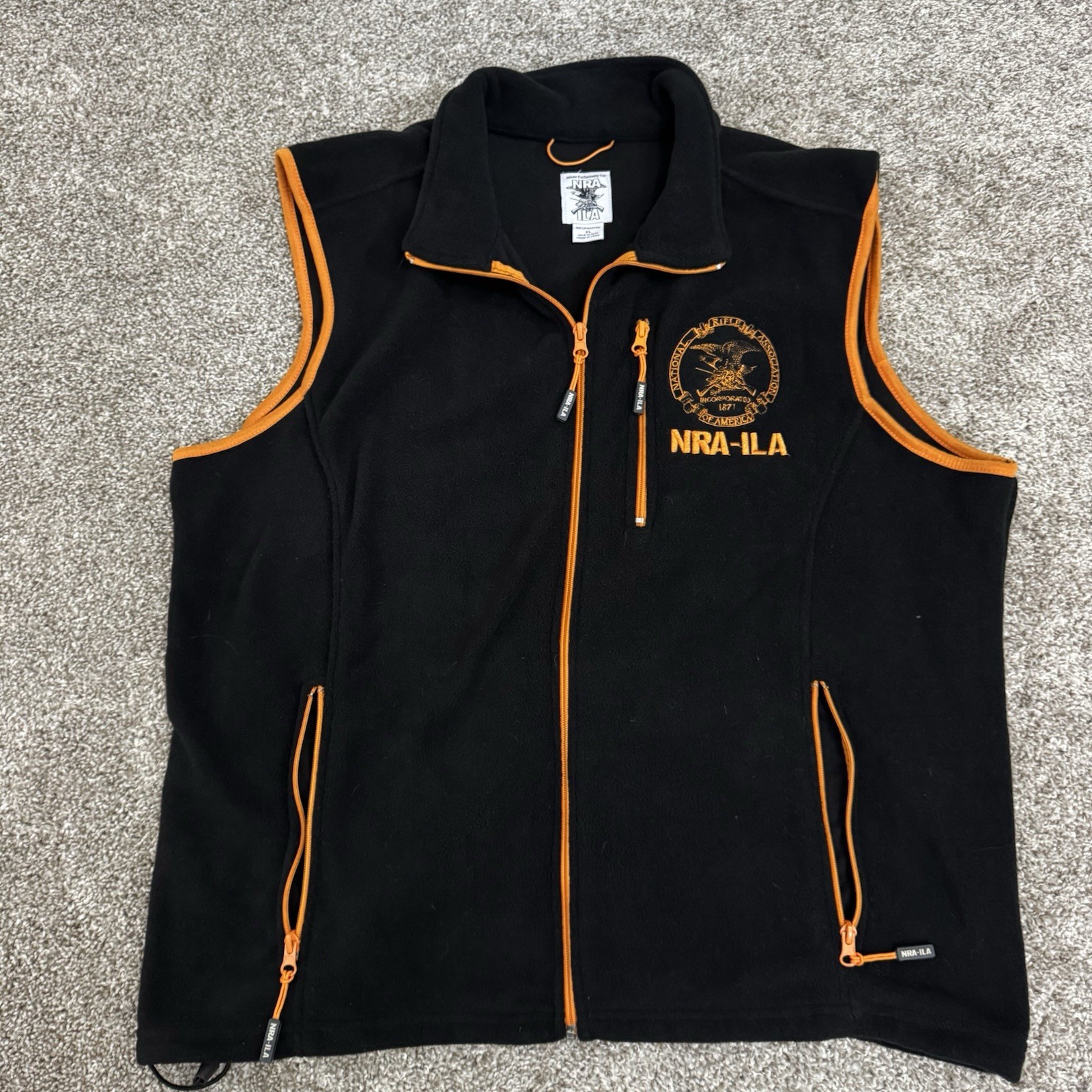 NRA ILA Black National Rifle Association Full Zip Fleece Vest Men’s Size XL