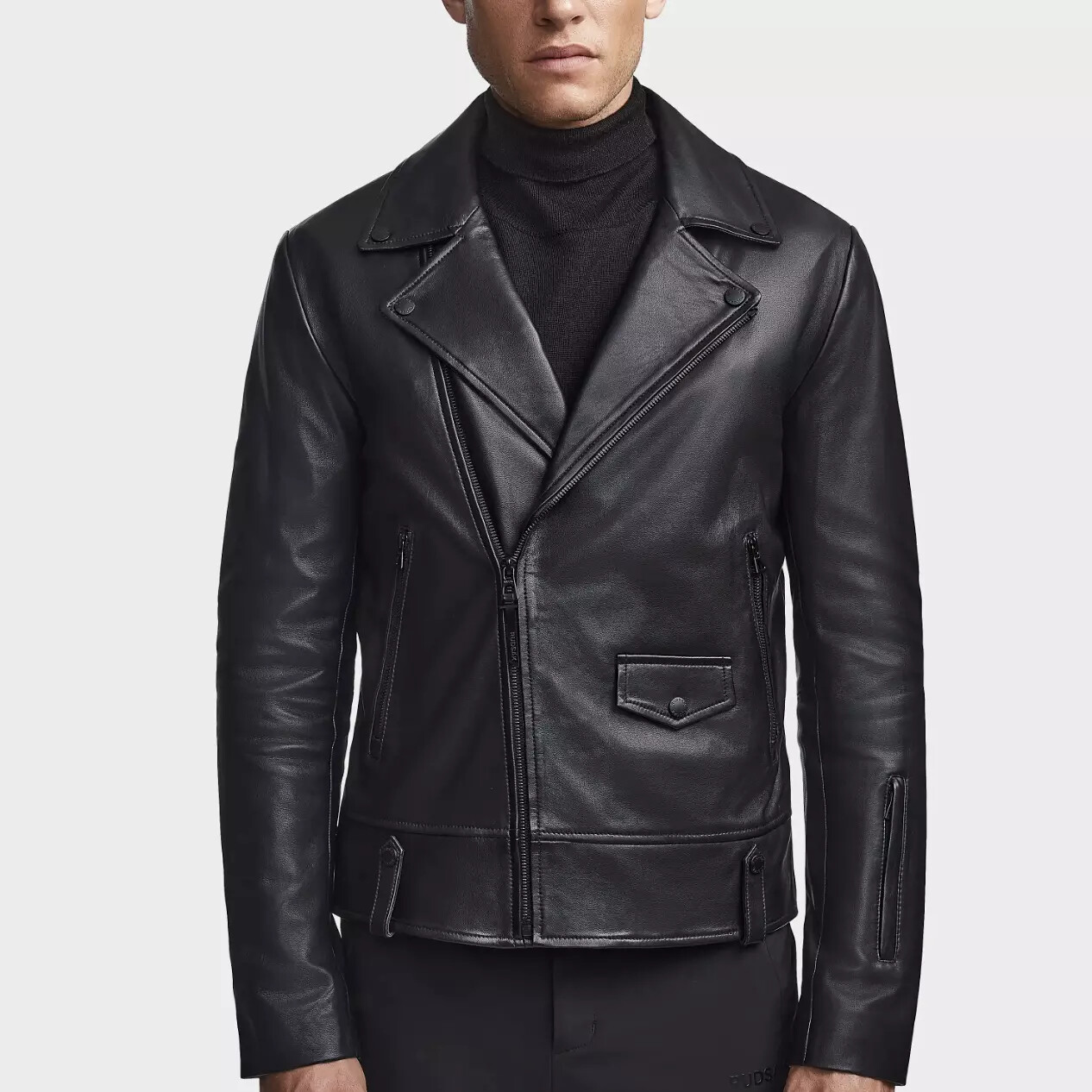 Real Lambskin Leather Racer Biker Jacket Elegant NEW Men’s Jacket 100% Genuine