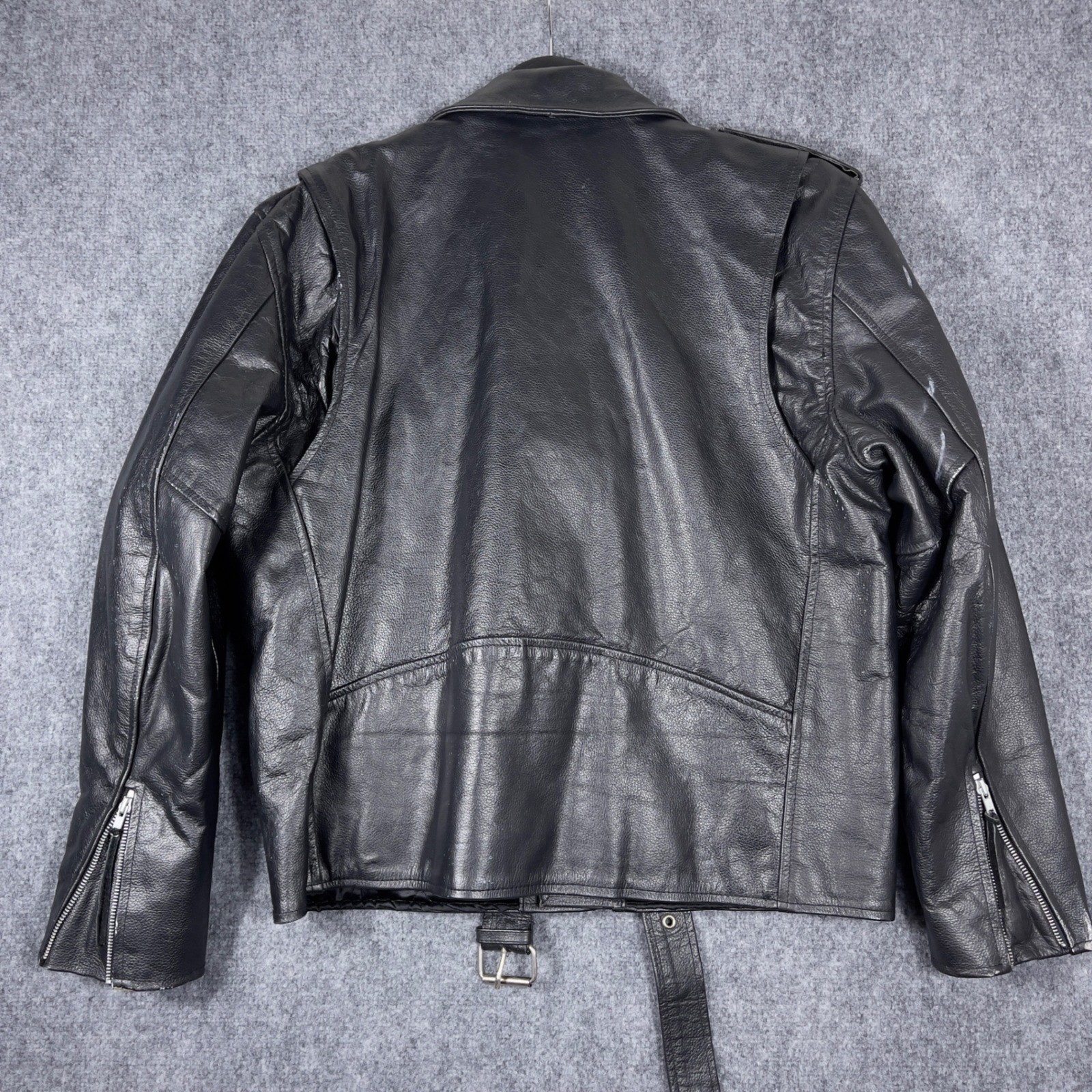 Leather Gallery Biker Jacket Mens XL Black Belted Thinsulate Lined Moto Jacket