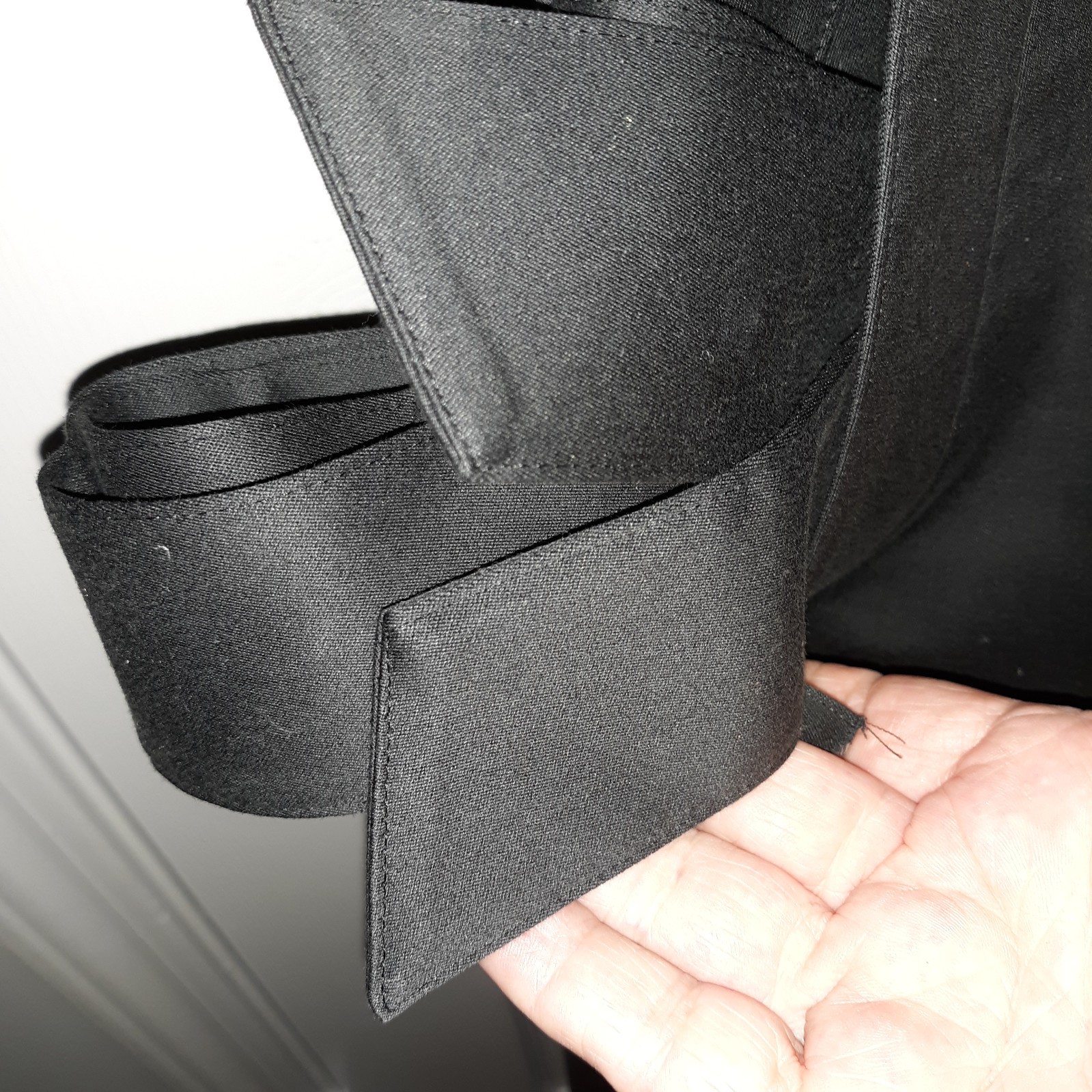 VTG Sanyo Overcoat Trench Luxury Silk Lined Men Sz 46R Blk Hidden Placket Belt