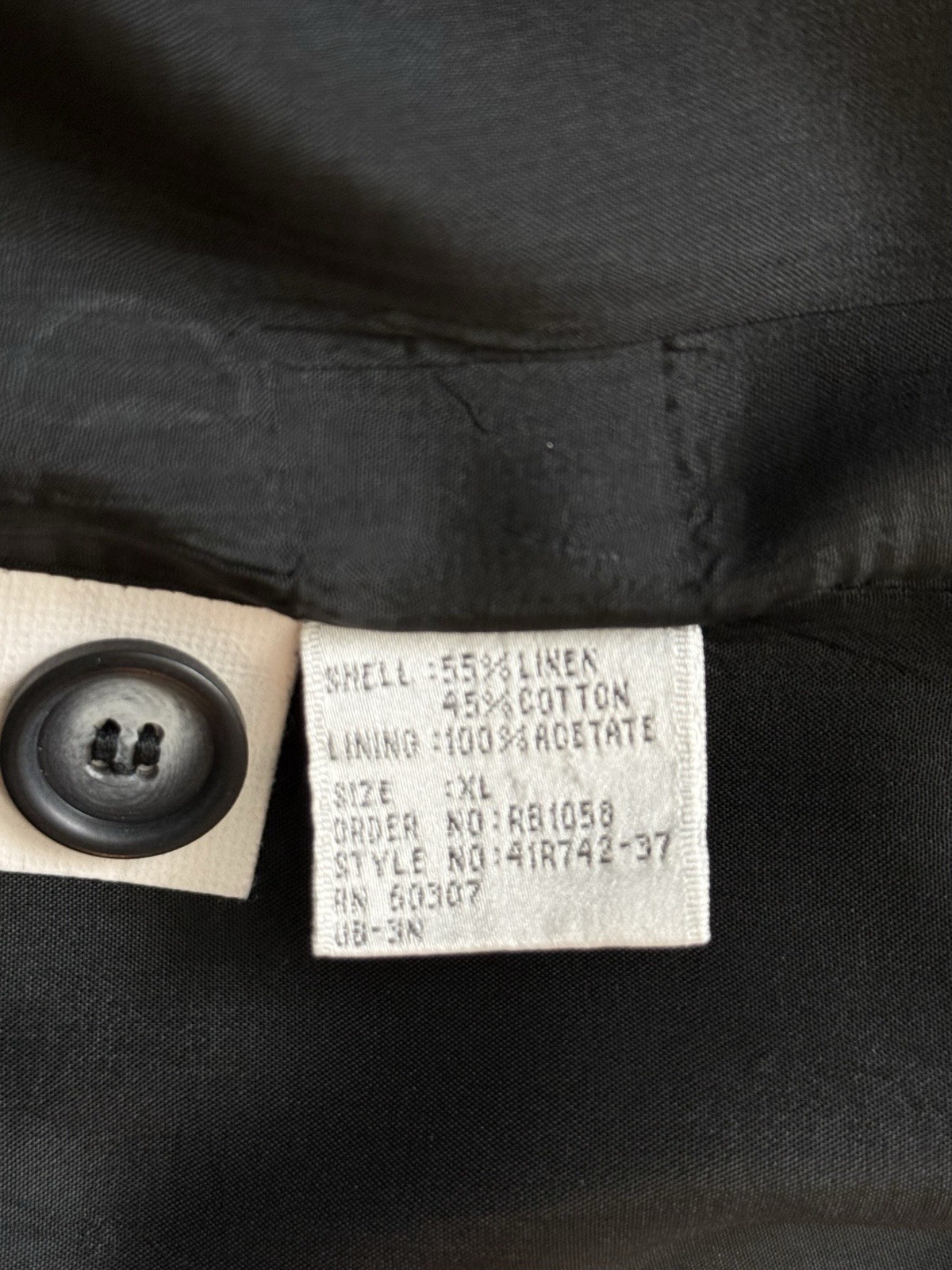 Vintage Reunion Menswear Black Linen-Blend Blazer (Size XL)