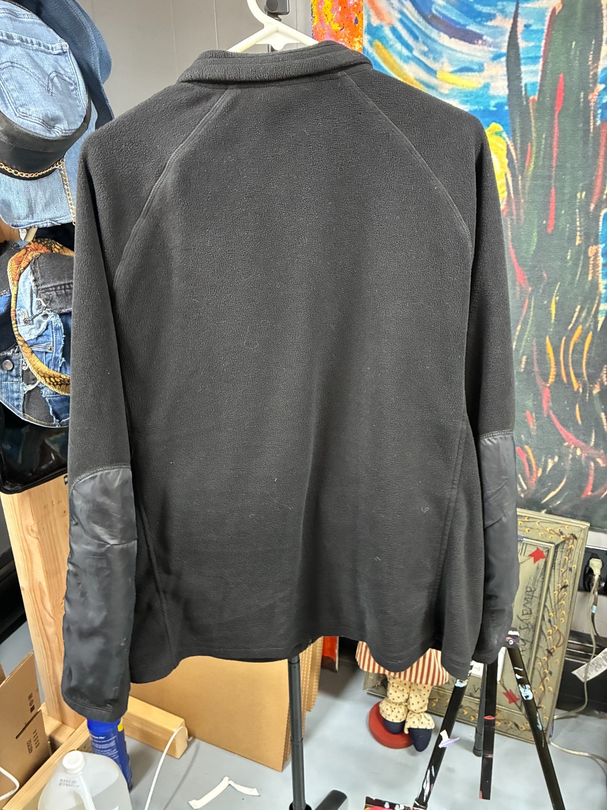 Castrol Black Fleece Jacket Men’s XL Full Zip Embroidered Logo Nylon Trim