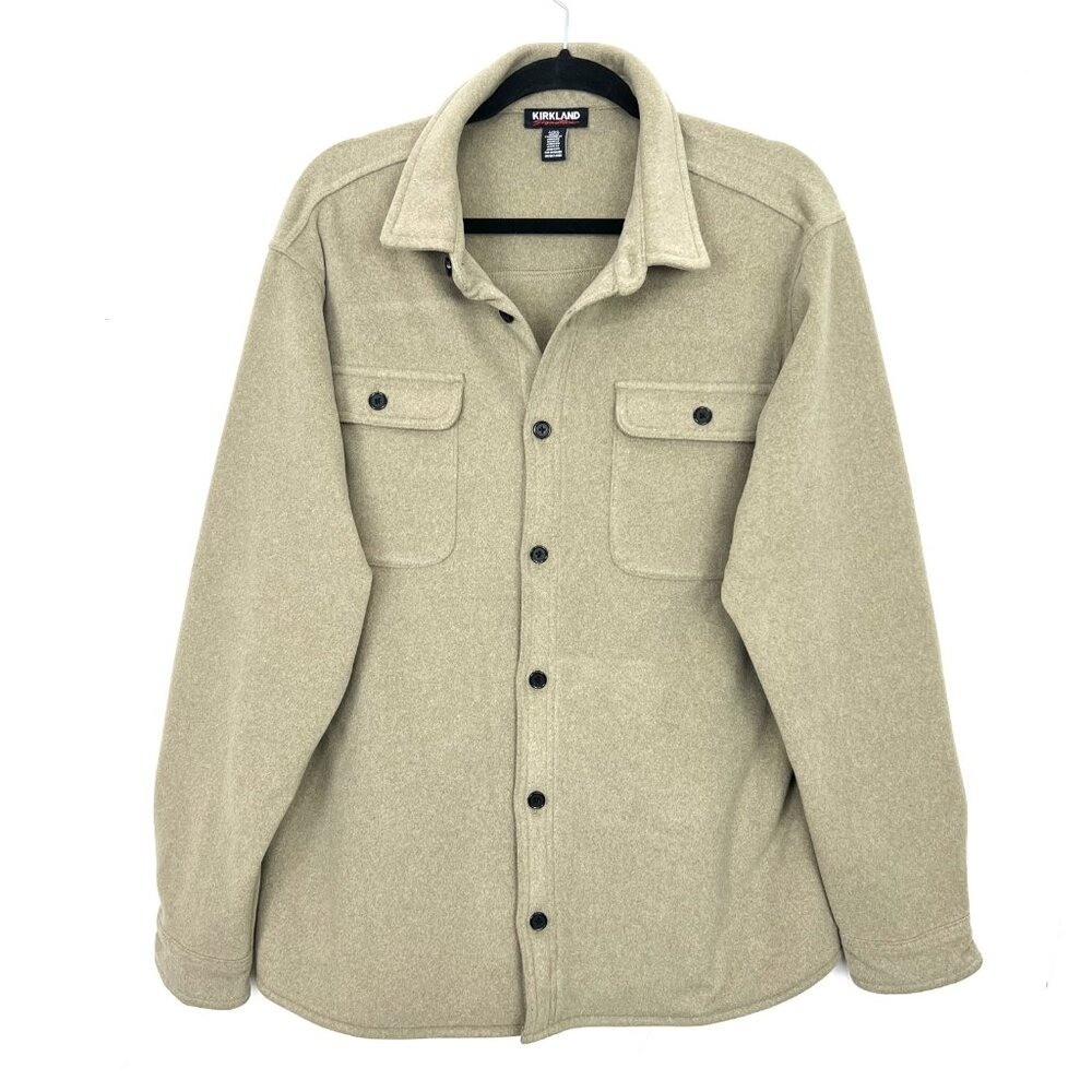 Kirkland Signature Tan Soft Fleece Flap Pocket Shacket Shirt Jacket Men Large