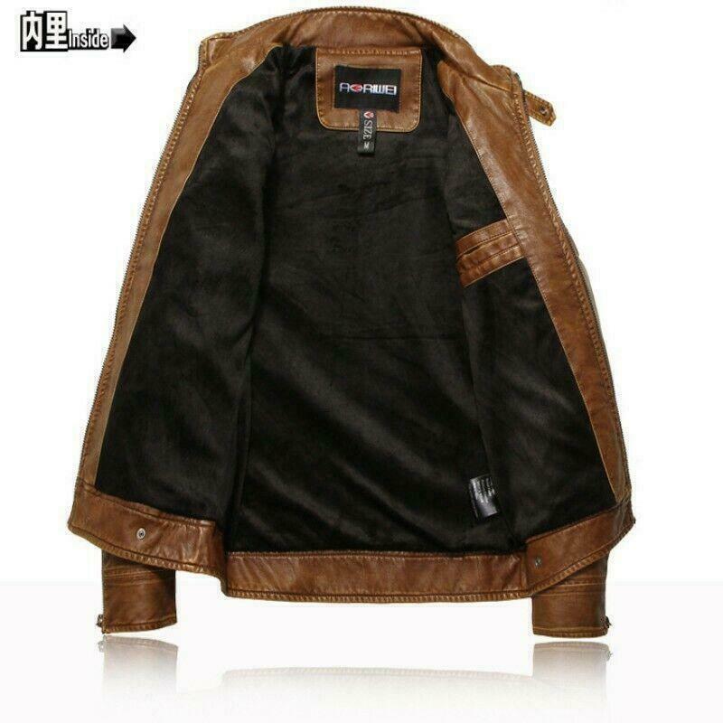 Men’s Fashion Leisure Zip Motorcycle Punk Slim Fit Biker Pocket Collar Jackets