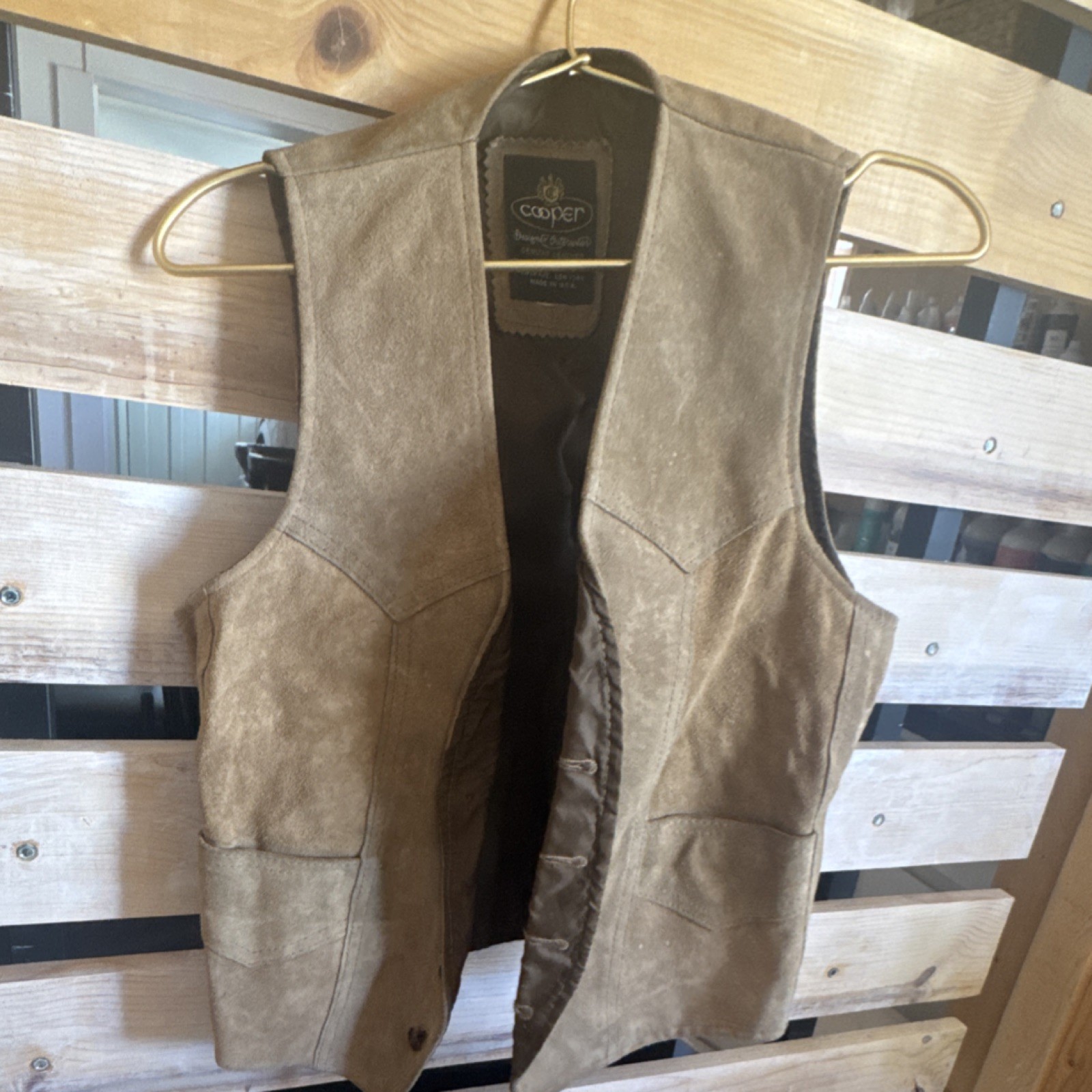 Cooper Genuine Leather Brown Solid Men’s Regular Vest Dry Clean Only Outerwear