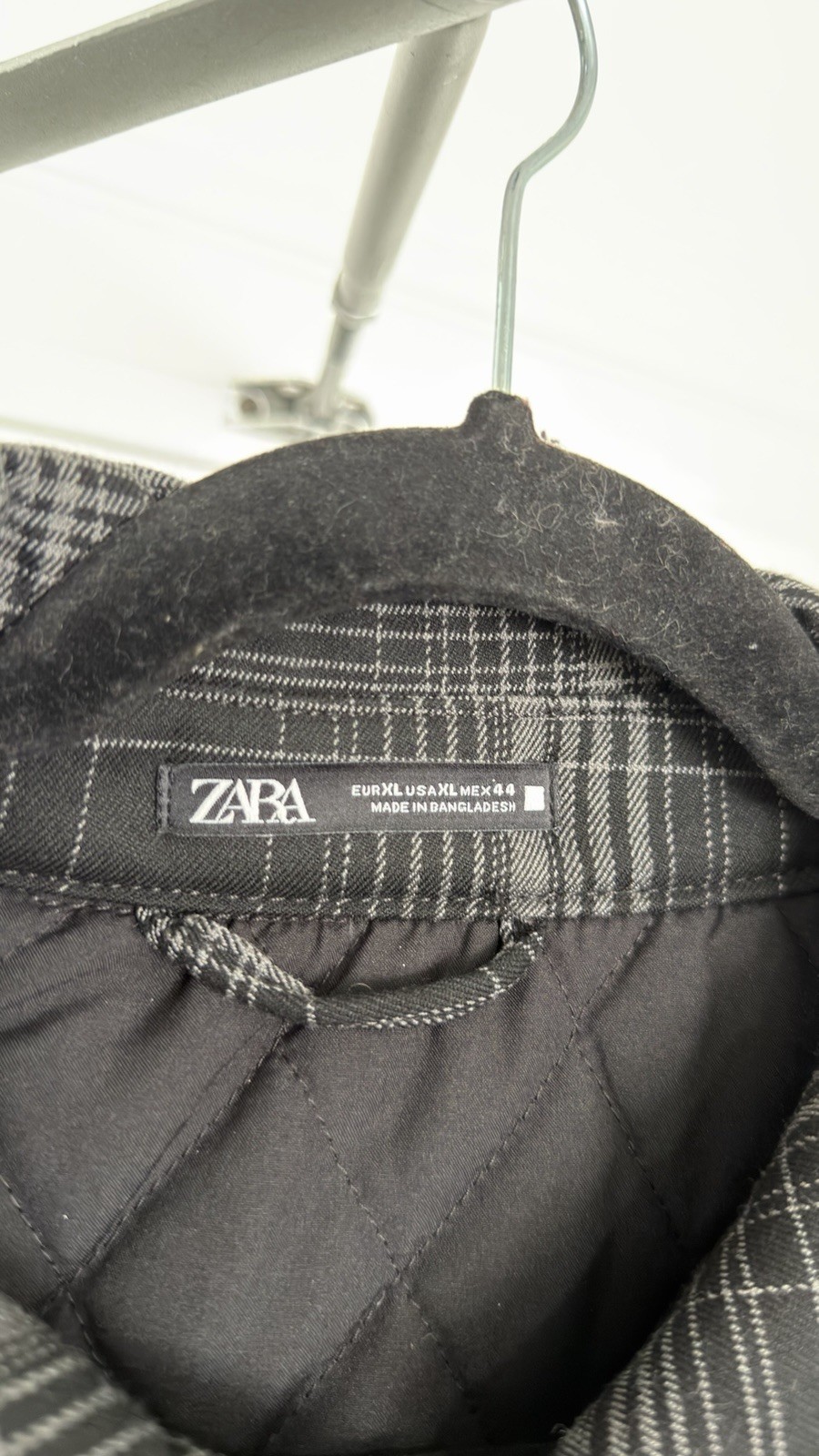 ZARA Men’s Gray/Black Plaid Lined Button Front Jacket, Size XL