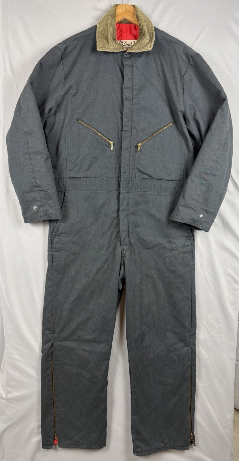 Walls Blizzard Pruf Coveralls Mens Large Short Insulated Gray Workwear Vtg USA