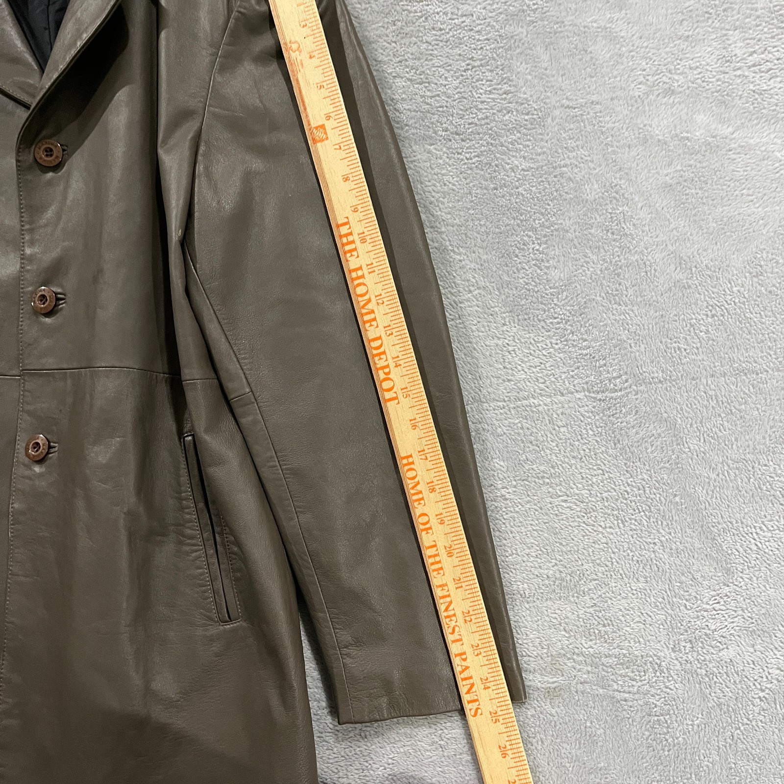 Wilsons Leather Maxima Trench Coat Mens M Olive Green Lined Notch Lapel Formal