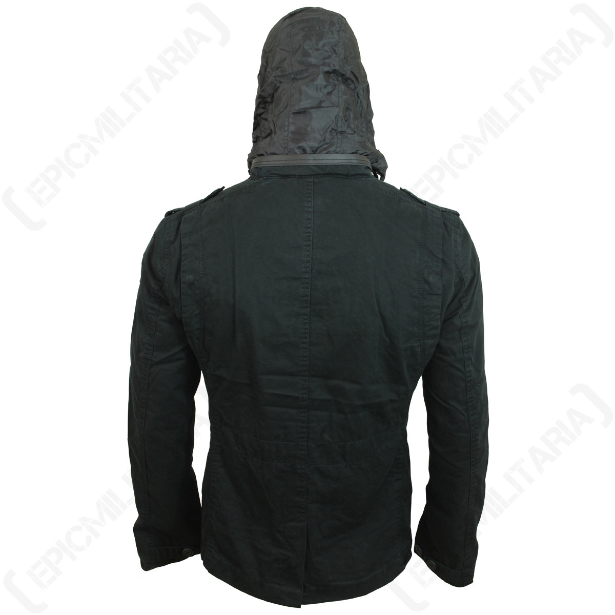 Brandit Britannia Jacket – Black Coat Mens Smart Military Hood All Sizes