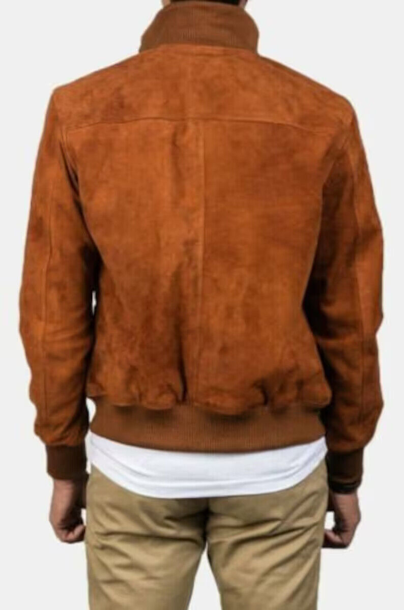 Zipper Designer Suede Tan Handmade Men 100% Lambskin Leather Biker Party Jacket