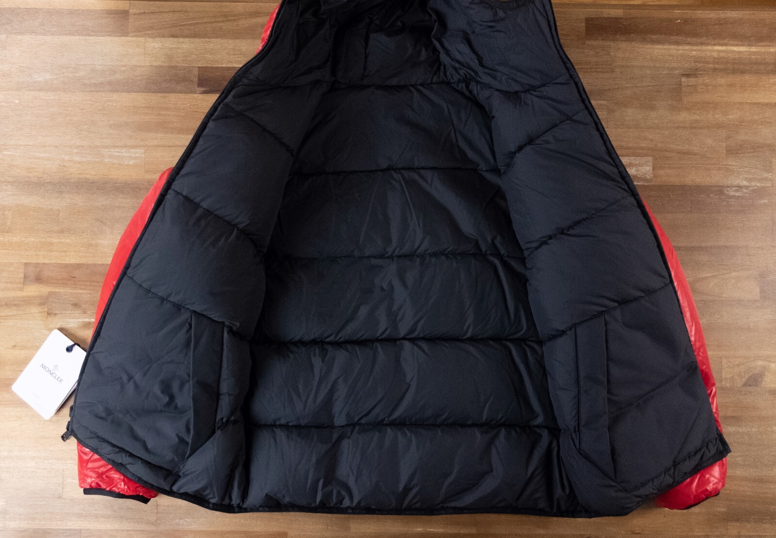 MONCLER Lumiere red & black reversible quilted down puffer jacket Size Large / 3