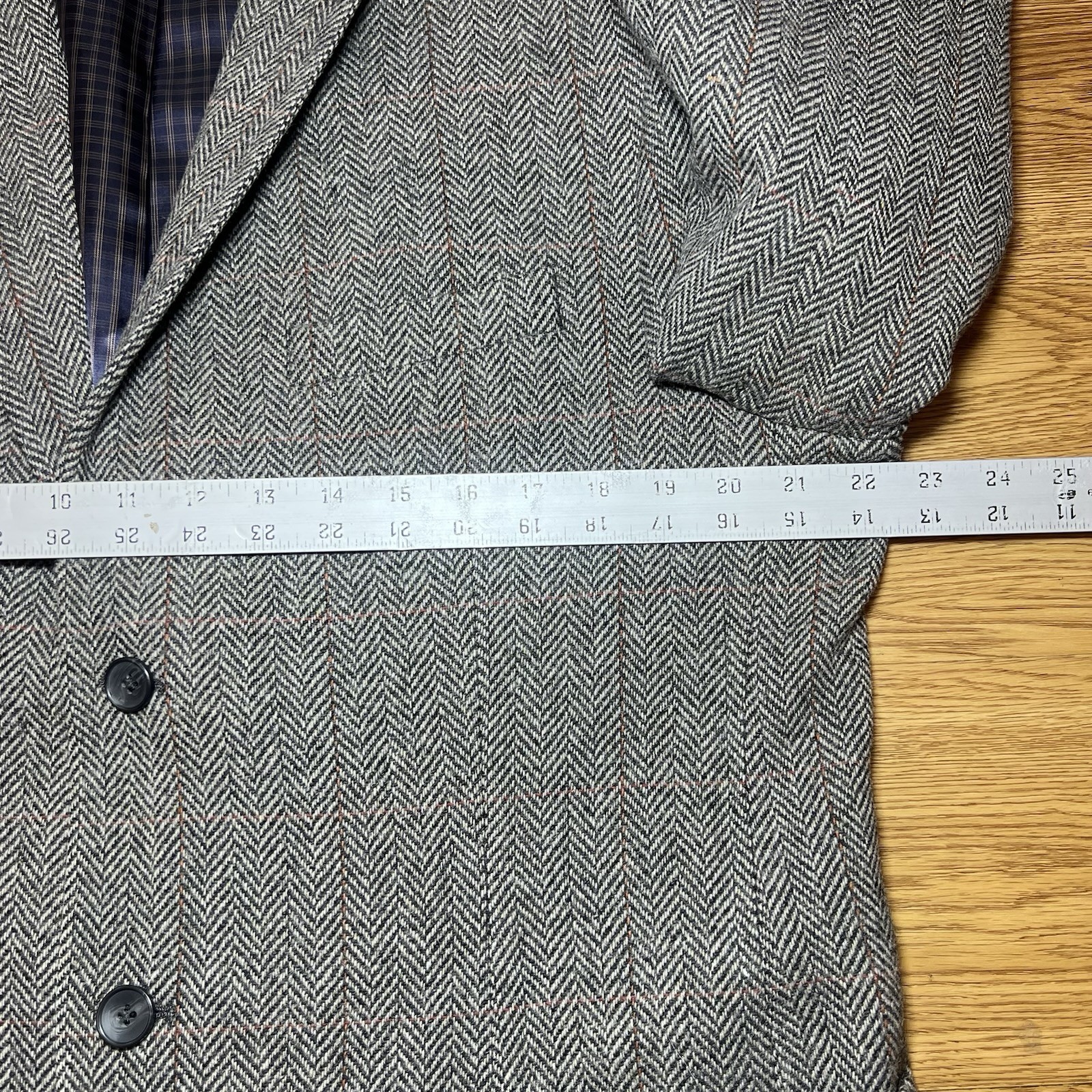 Joe Joseph Abboud Mens 44L Brown Herringbone Wool Sport Coat Blazer Elbow Patch