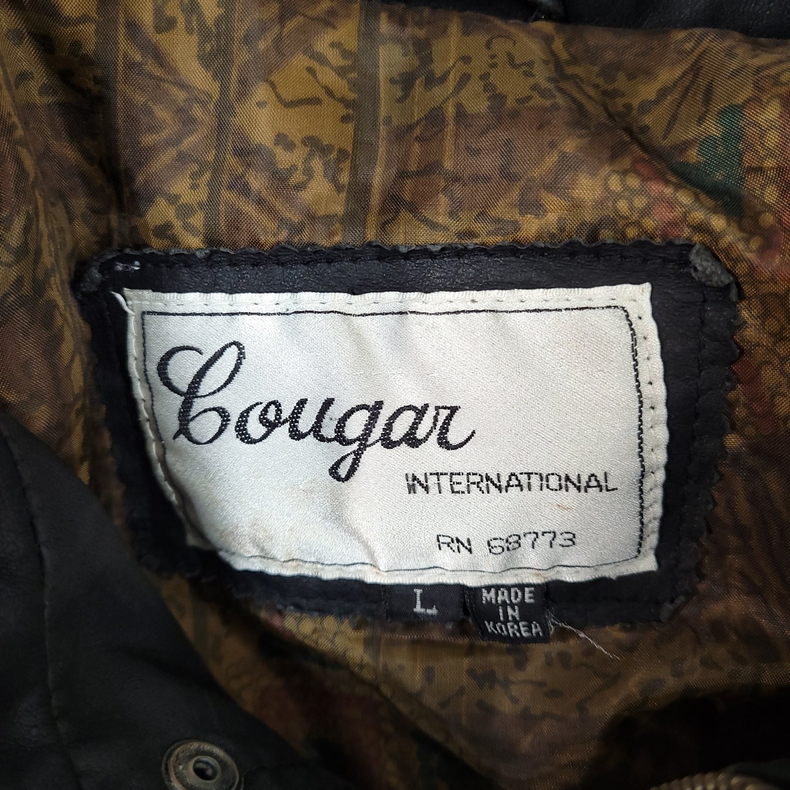 Cougar Leather Jacket Men’s Black Large Professional Clean Only