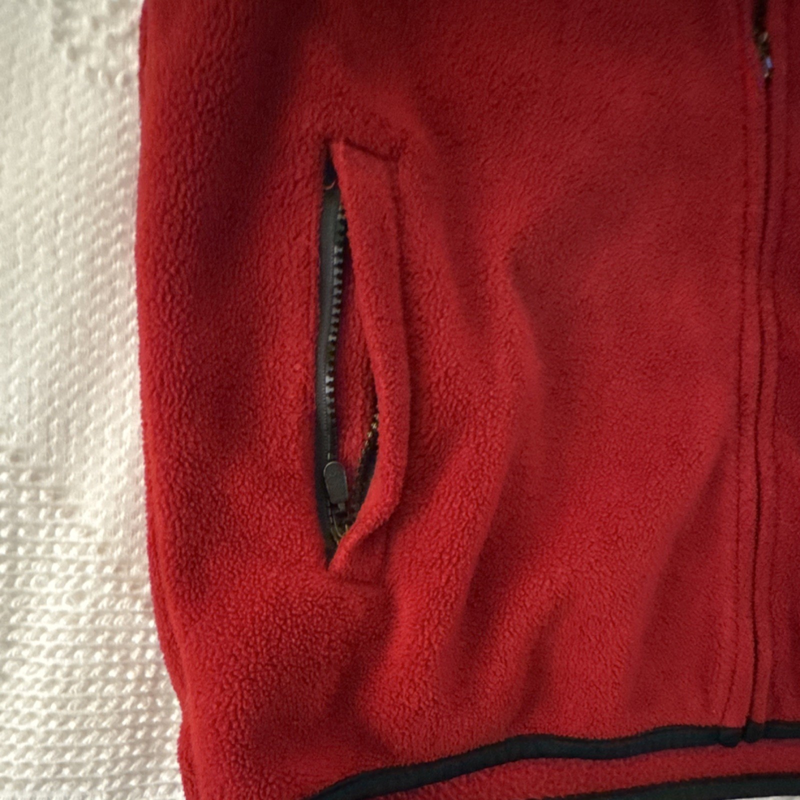 Red Hooded Full Zip Vest M Unisex Adults Pockets Short Length Casual Fall Winter