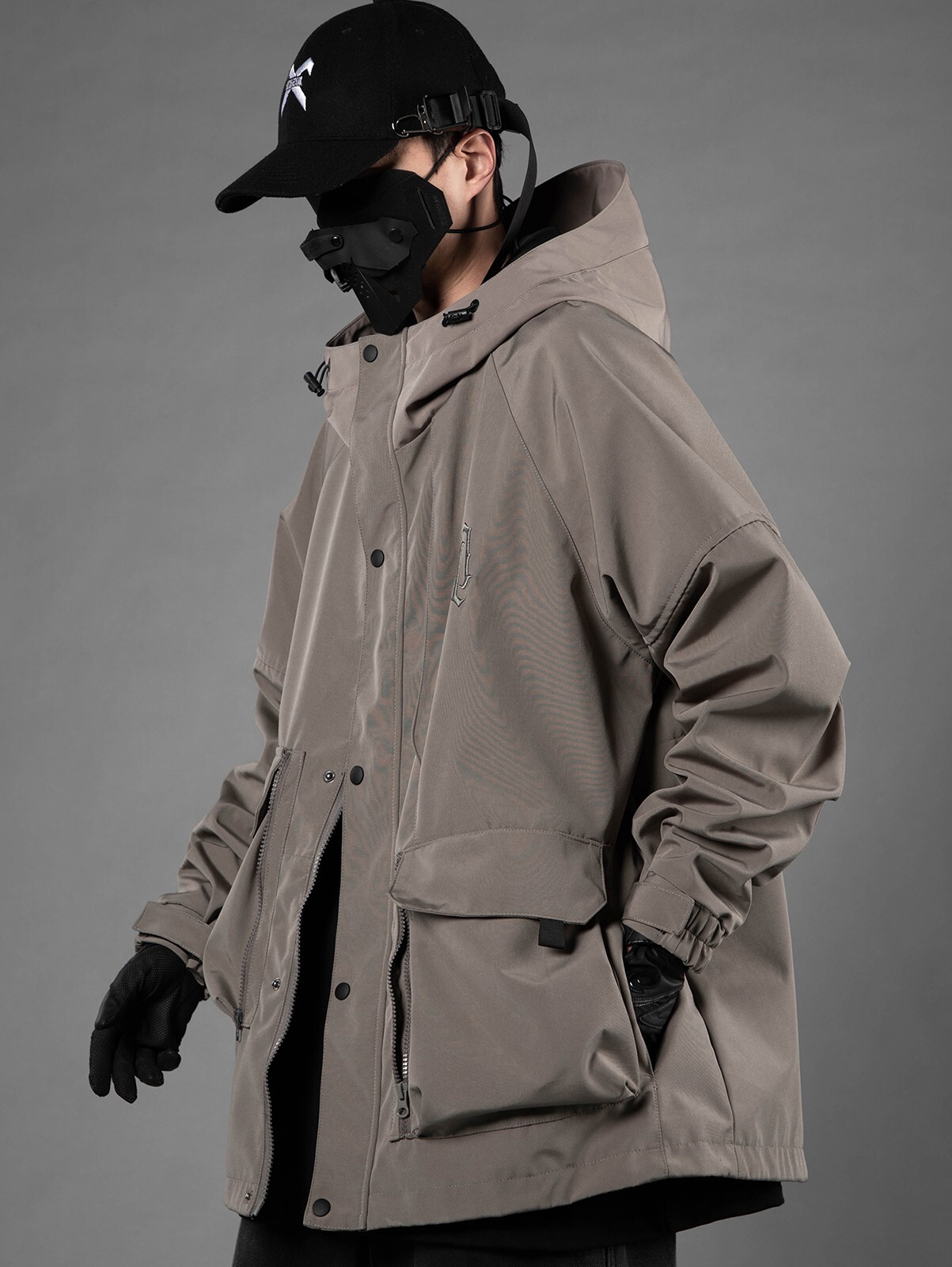 Niepce Men’s Zipper Windbreaker Techwear Streetwear Jacket with Hood