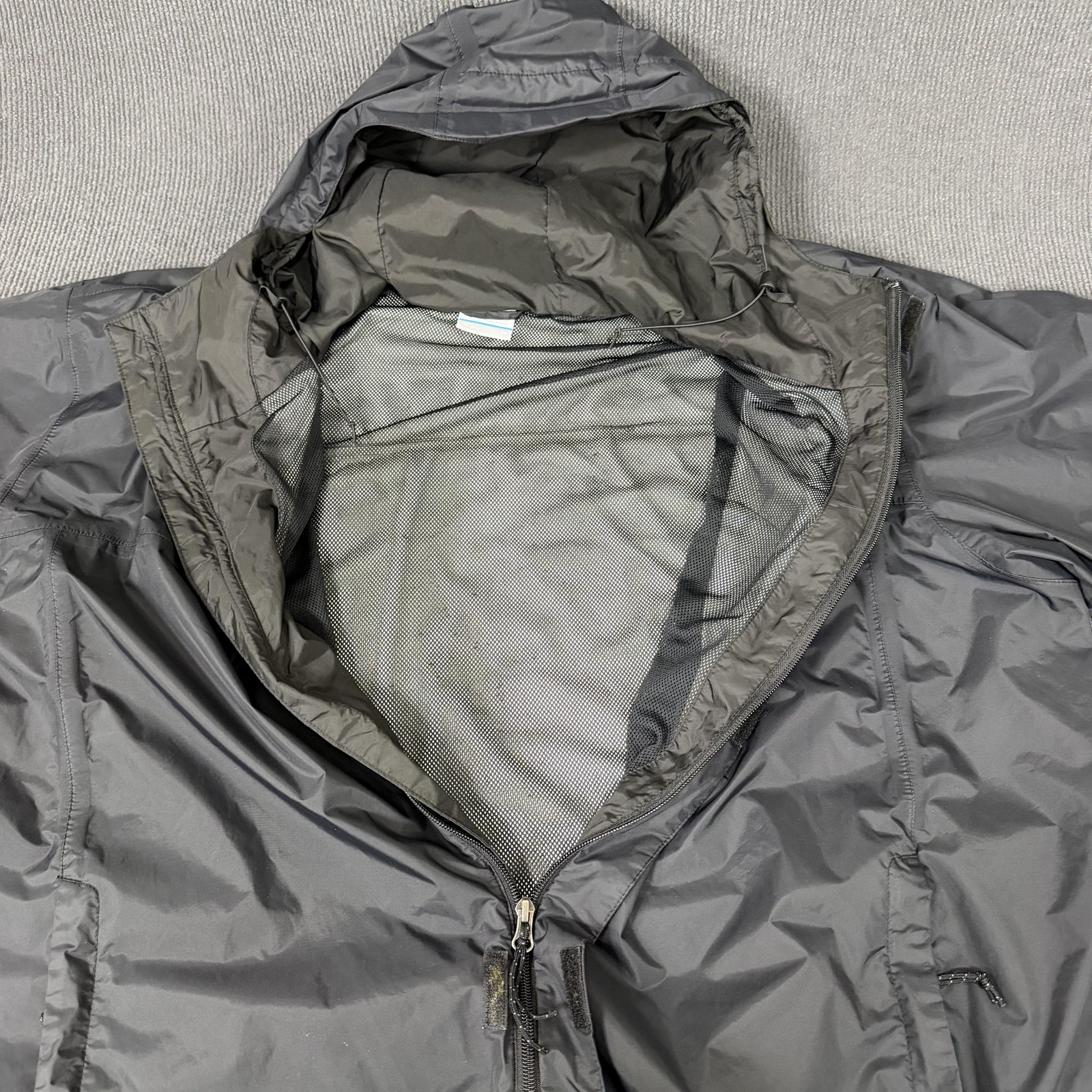 Columbia Jacket Mens 3XL Gray Hooded Waterproof Full Zip Windbreaker Hiking