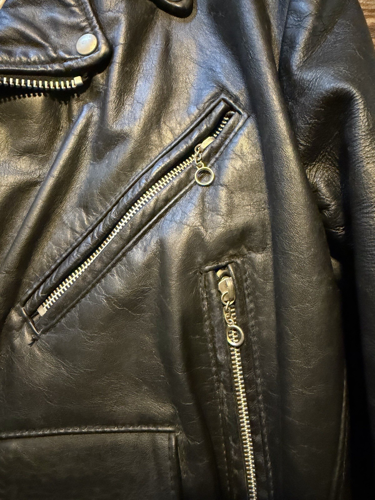 Vintage Park V Leather Motorcycle Jacket Fringe Size 42 Biker Made In USA
