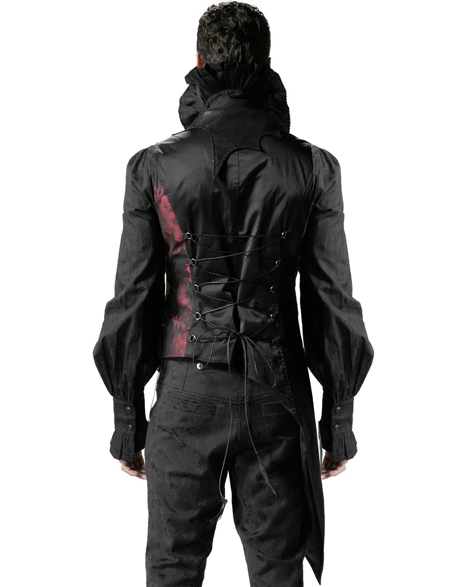 Punk Rave Mens Gothic Visual Kei Vest Waistcoat Black Red Steampunk Aristocrat