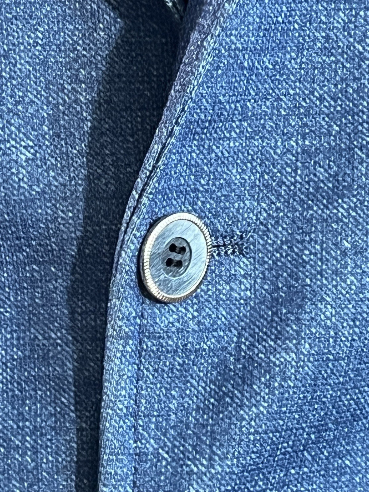 Vintage The Knot Men’s L Blue Denim & Leather Western Blazer 1970’s Two Button