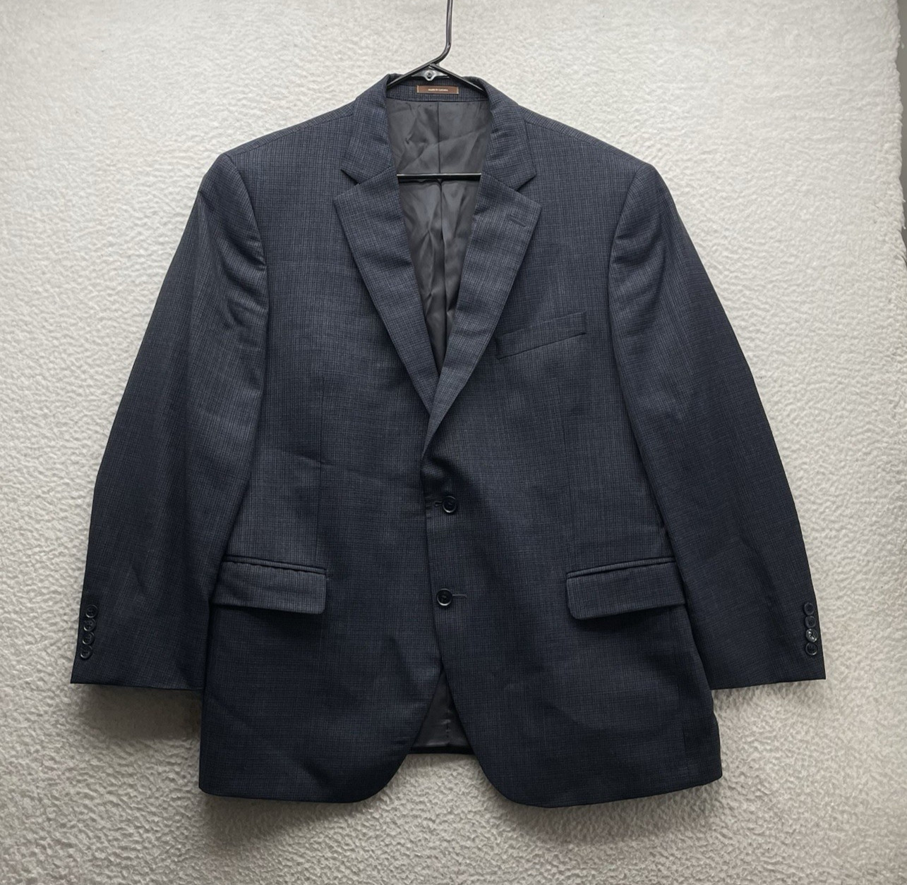 Peter Millar Blazer Mens 46R Wool Navy Blue Houndstooth Check Double Vent Canada