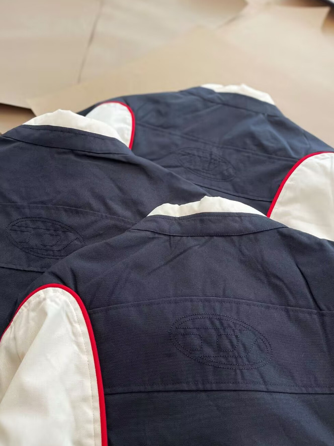 Diesel J-Blink Color Blocked Motorcycle Hard Shell Nylon Jacket