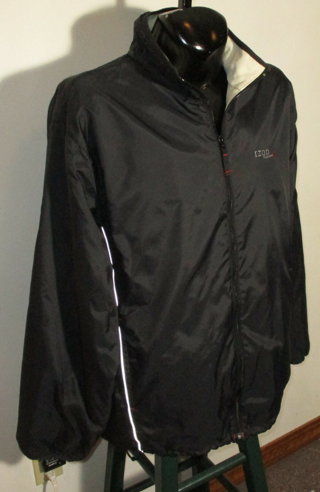 IZOD Performance Black Full Zip Reversible Jacket Size XL