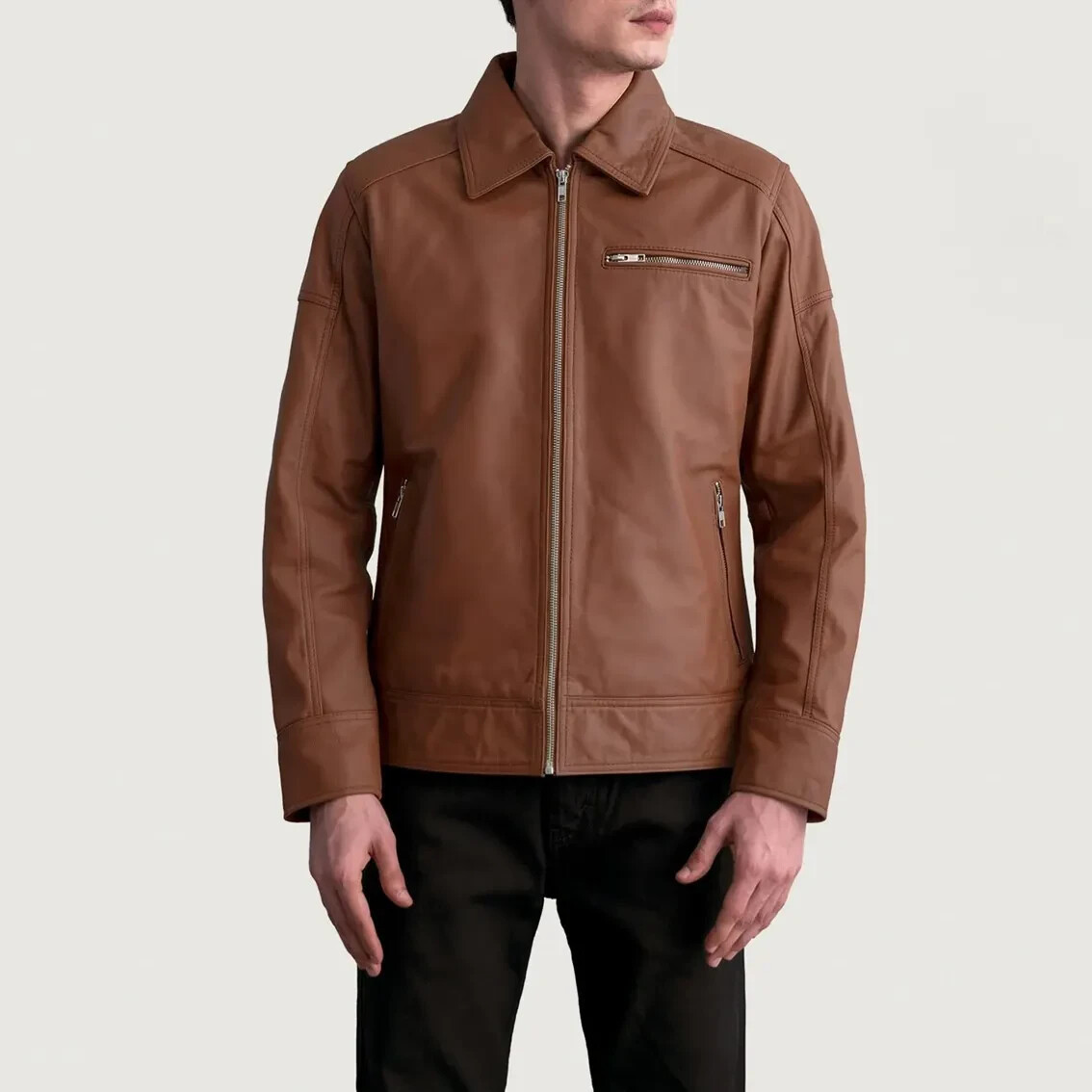 New Matte Brown Cowhide Leather Biker Jacket for Men 100% Real Leather Jacket