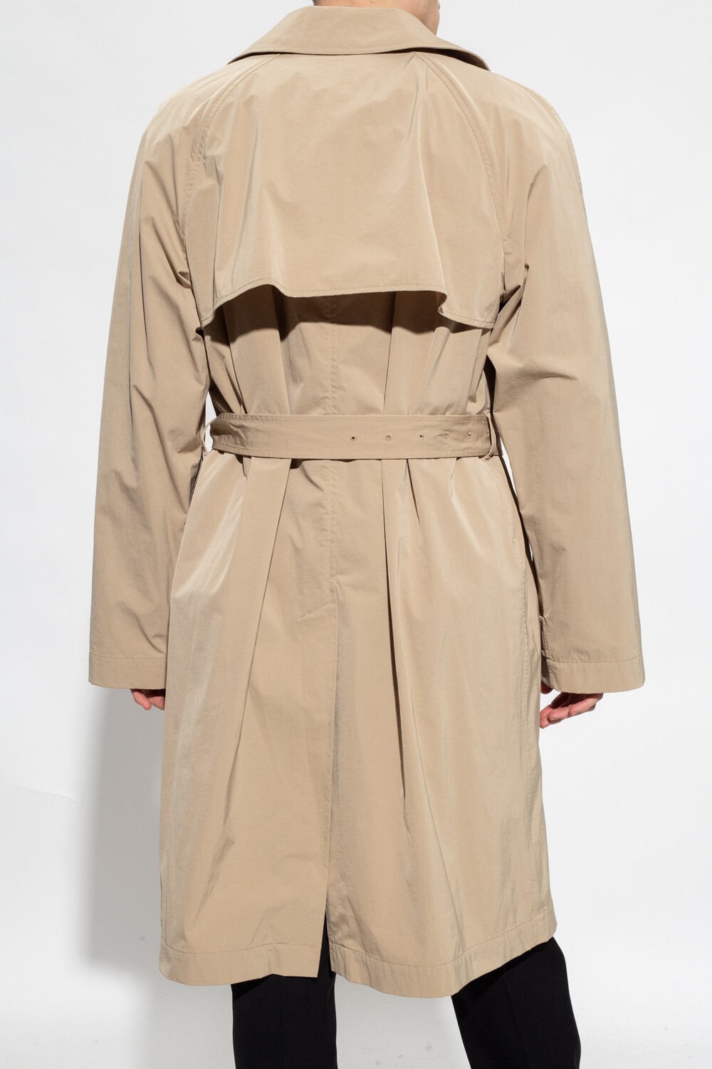 (NO CUSTOMS TAX) BOTTEGA VENETA beige double breasted nylon trench coat Medium