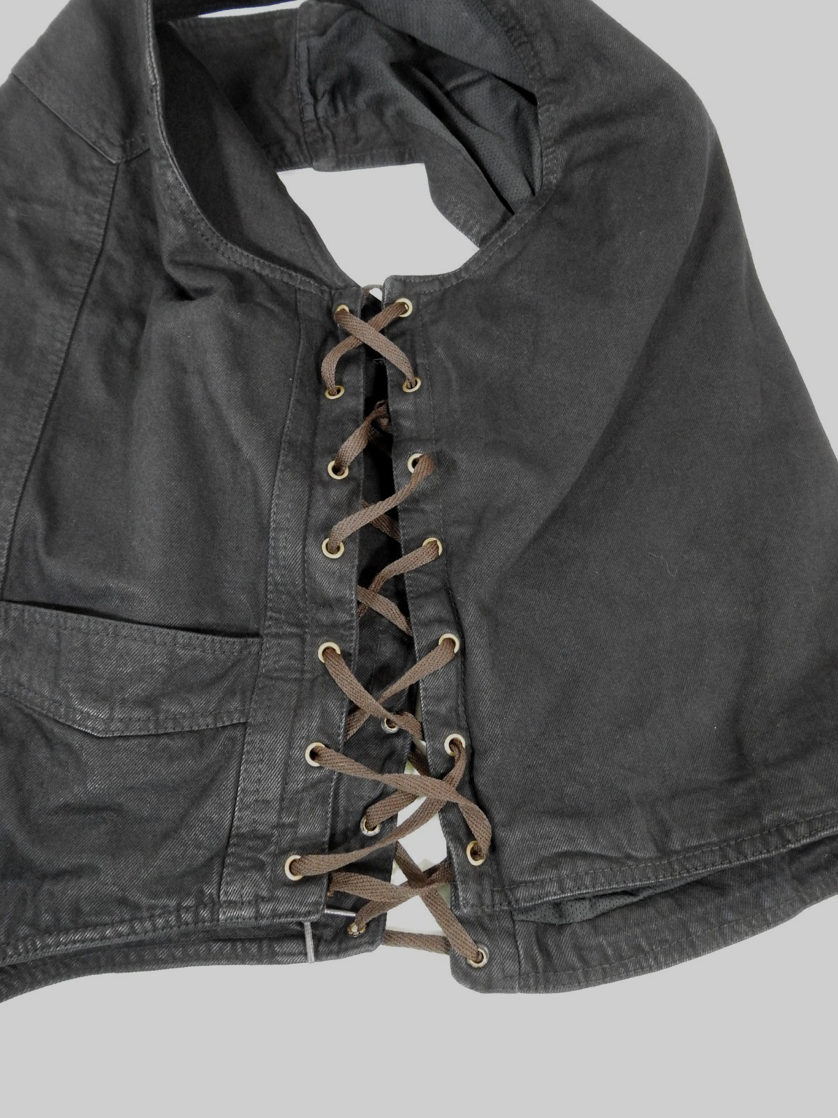 Men’s Milwaukee Performance Black Denim Snap Vest 2XL Conceal Carry. Side Lacing
